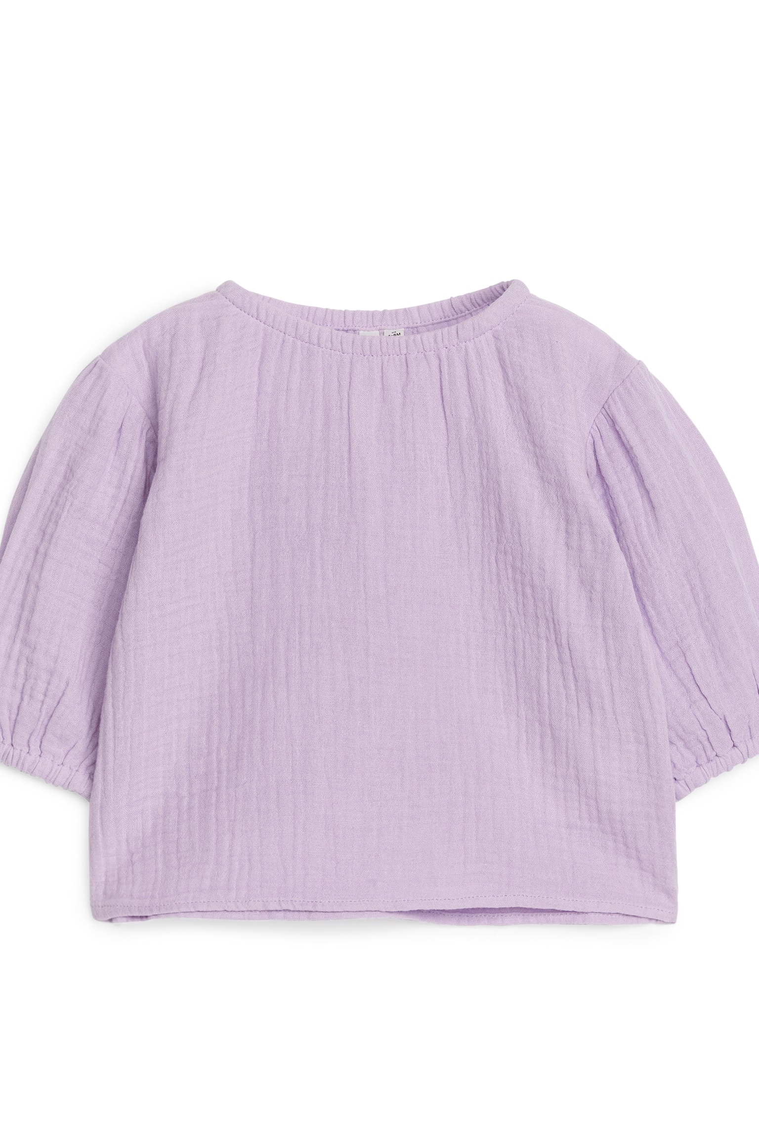 Puffy Cotton Muslin Blouse - Lilac/Beige - 1