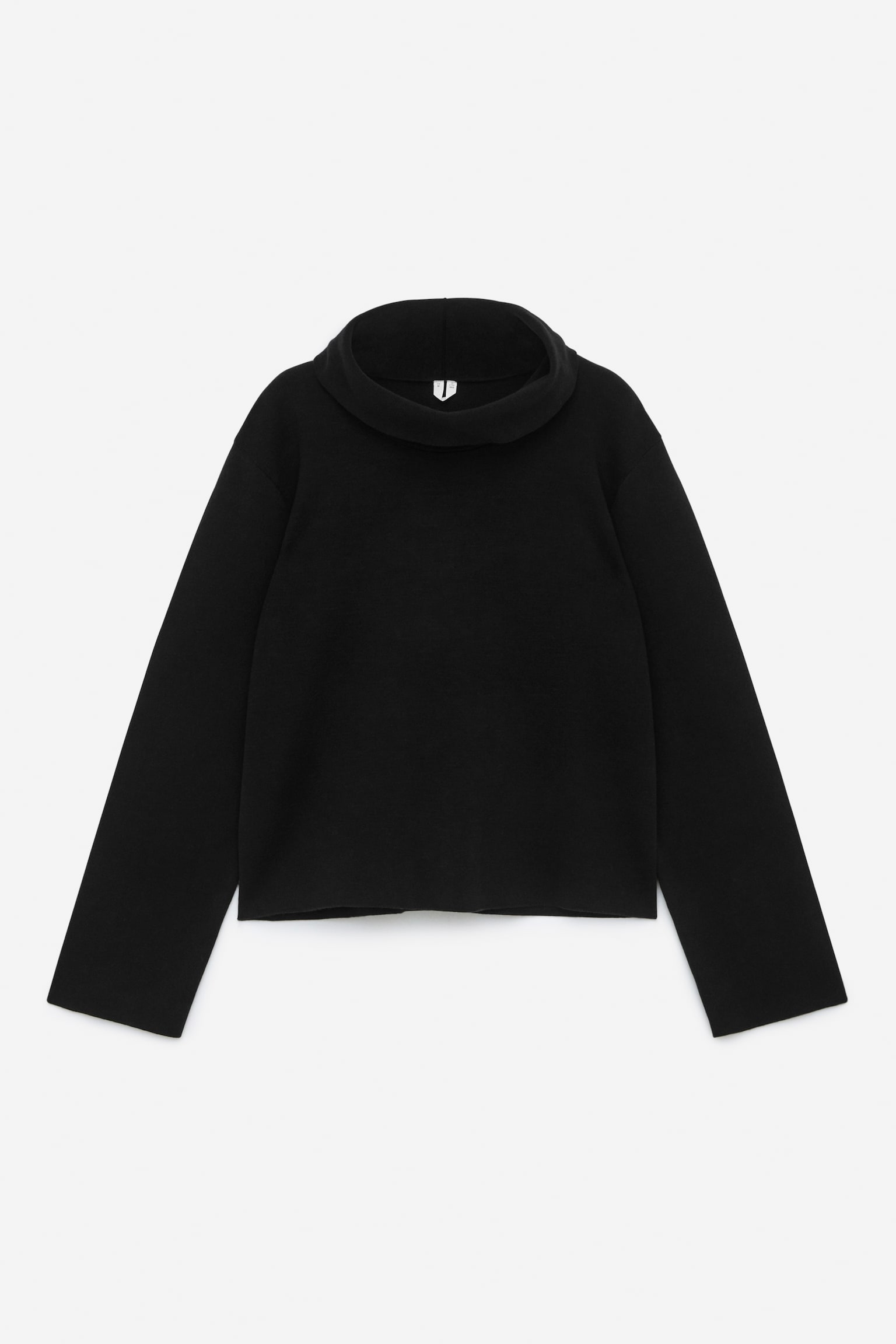 Mock-Neck Cotton Jumper - Black