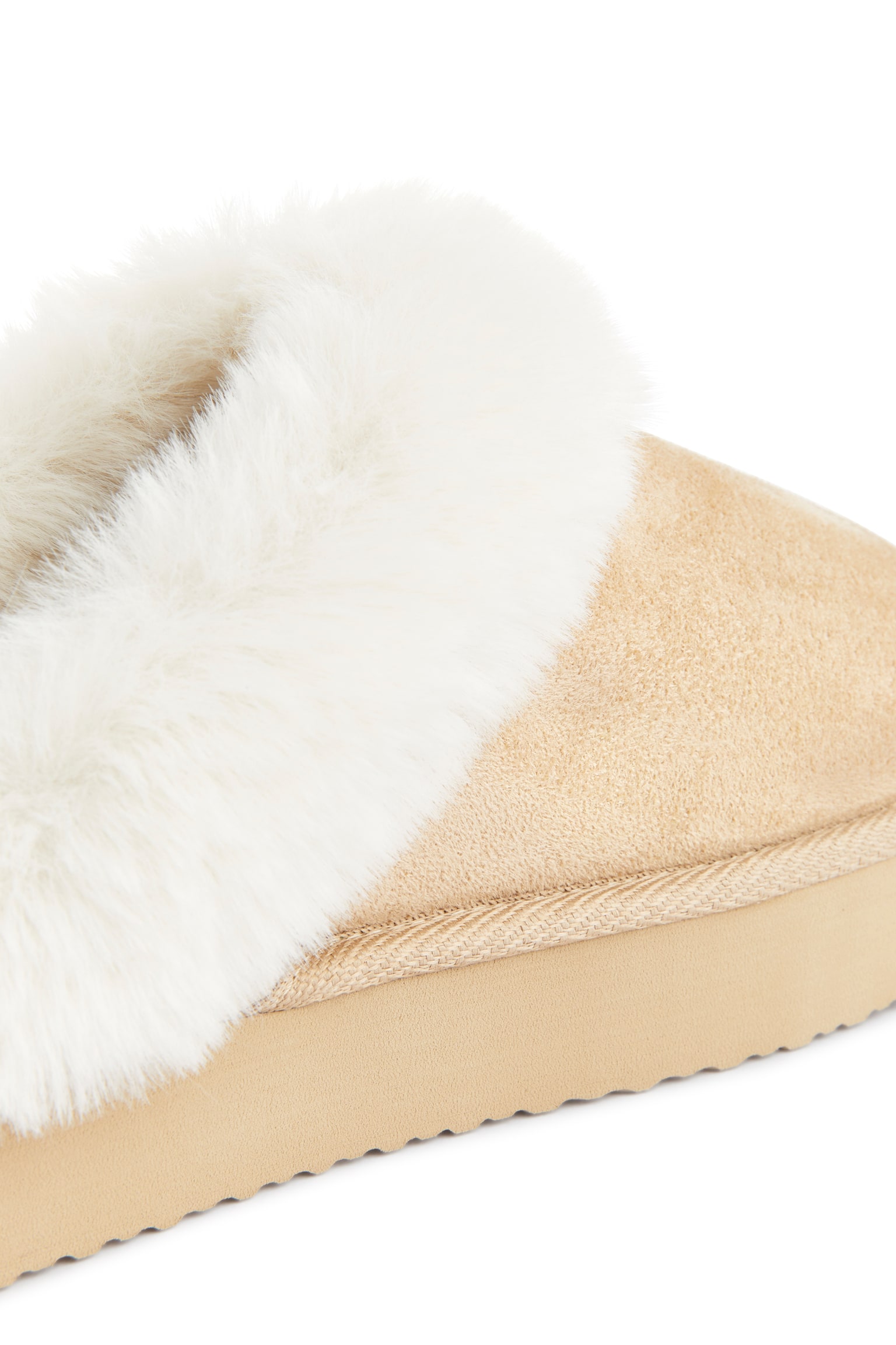 Faux Fur Slippers - Beige - 3