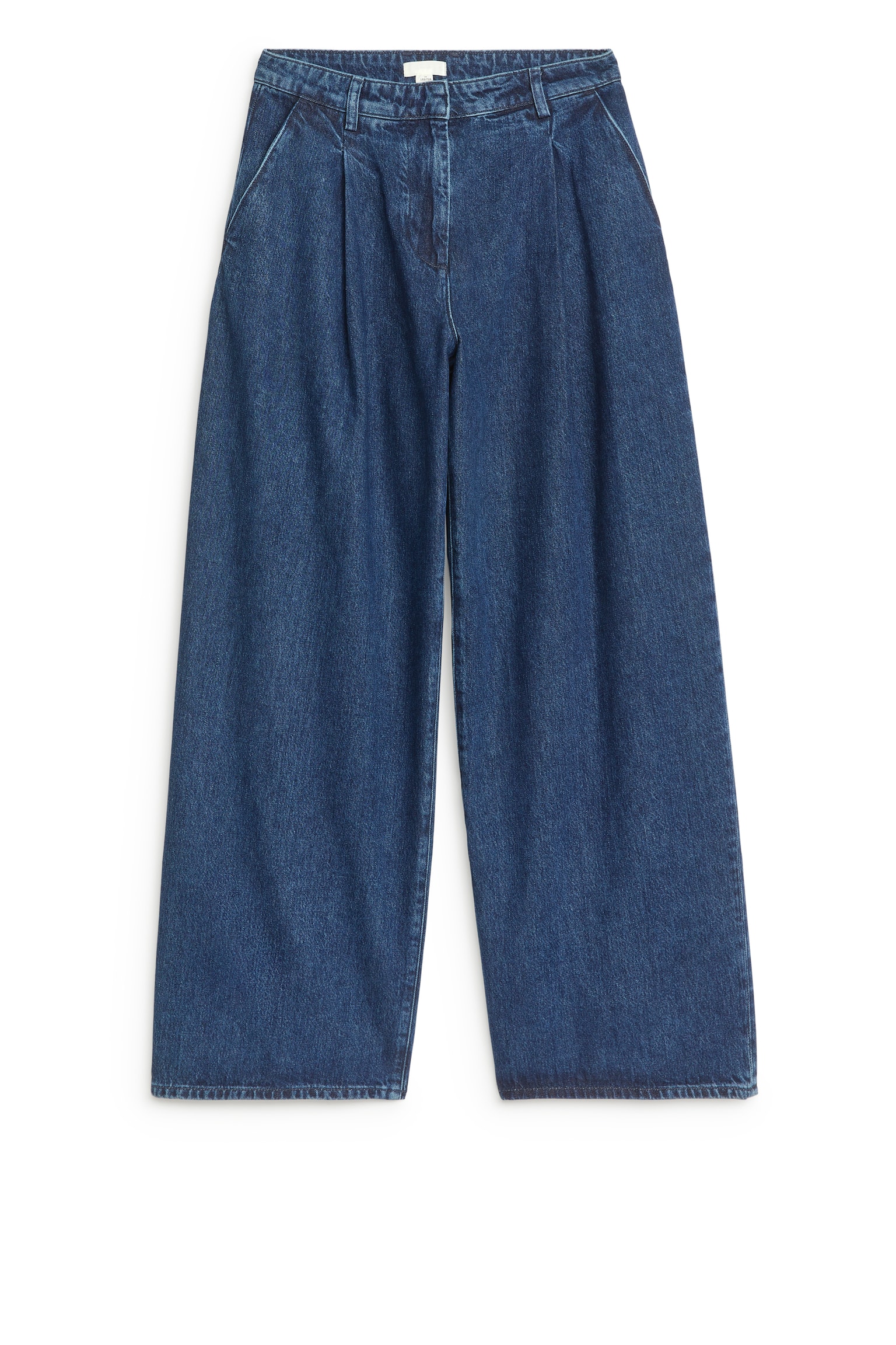 Pleated Denim Trousers - Dark Blue - 1