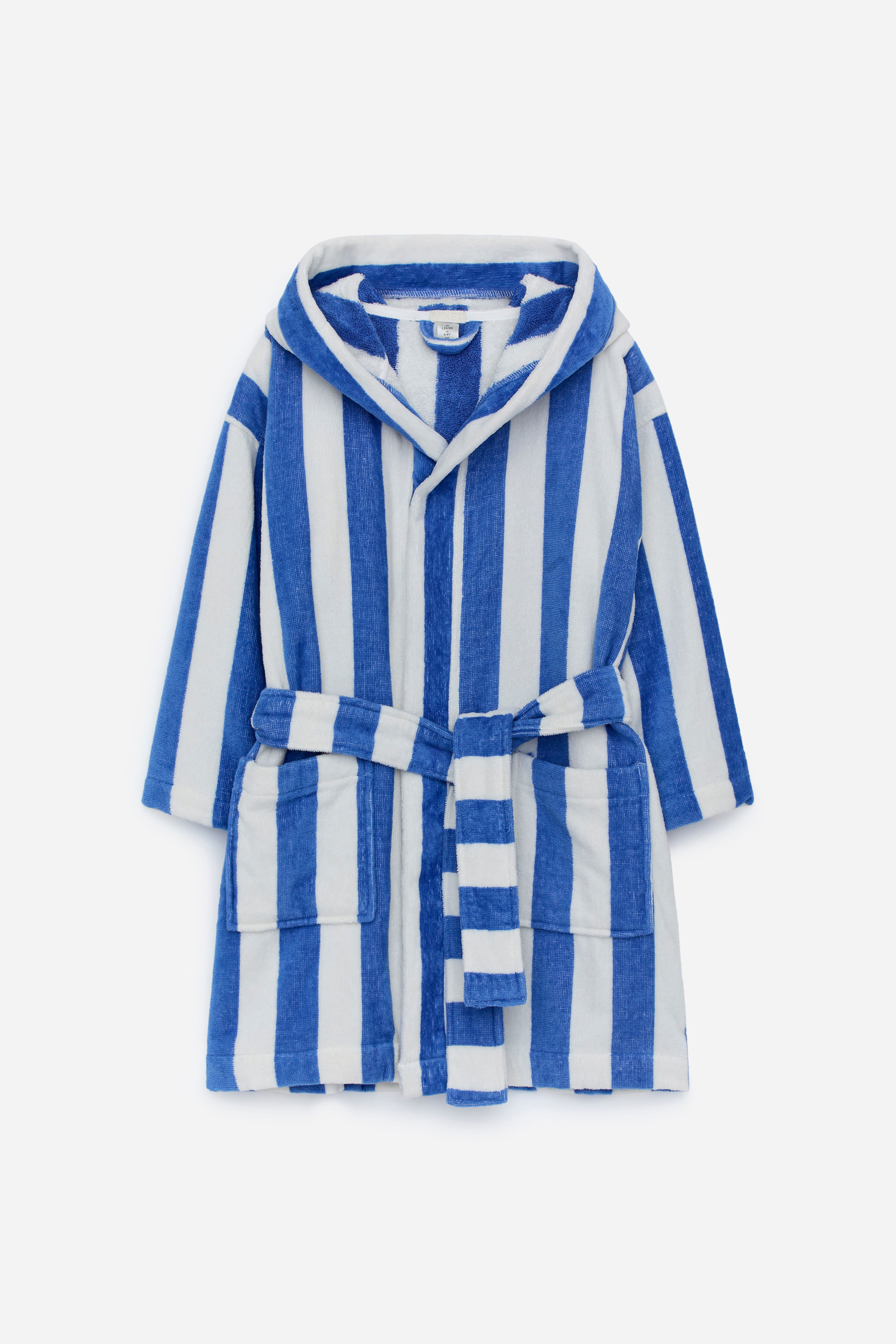 Bademantel aus Baumwollfrottee - Blau/Weiß/Rosa