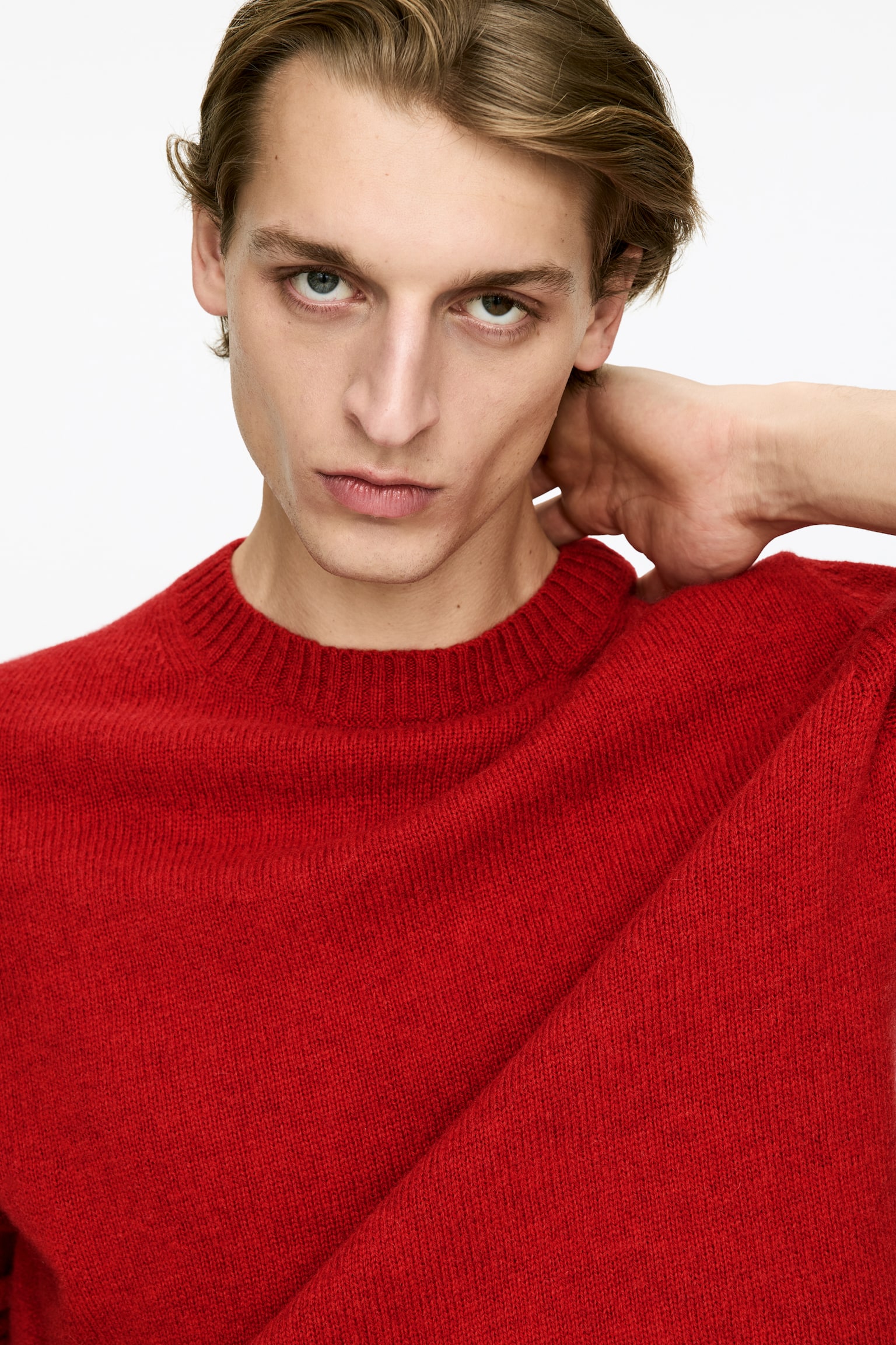 Maglione girocollo in lana - Rosso/Bianco sporco/Blu mélange - 8