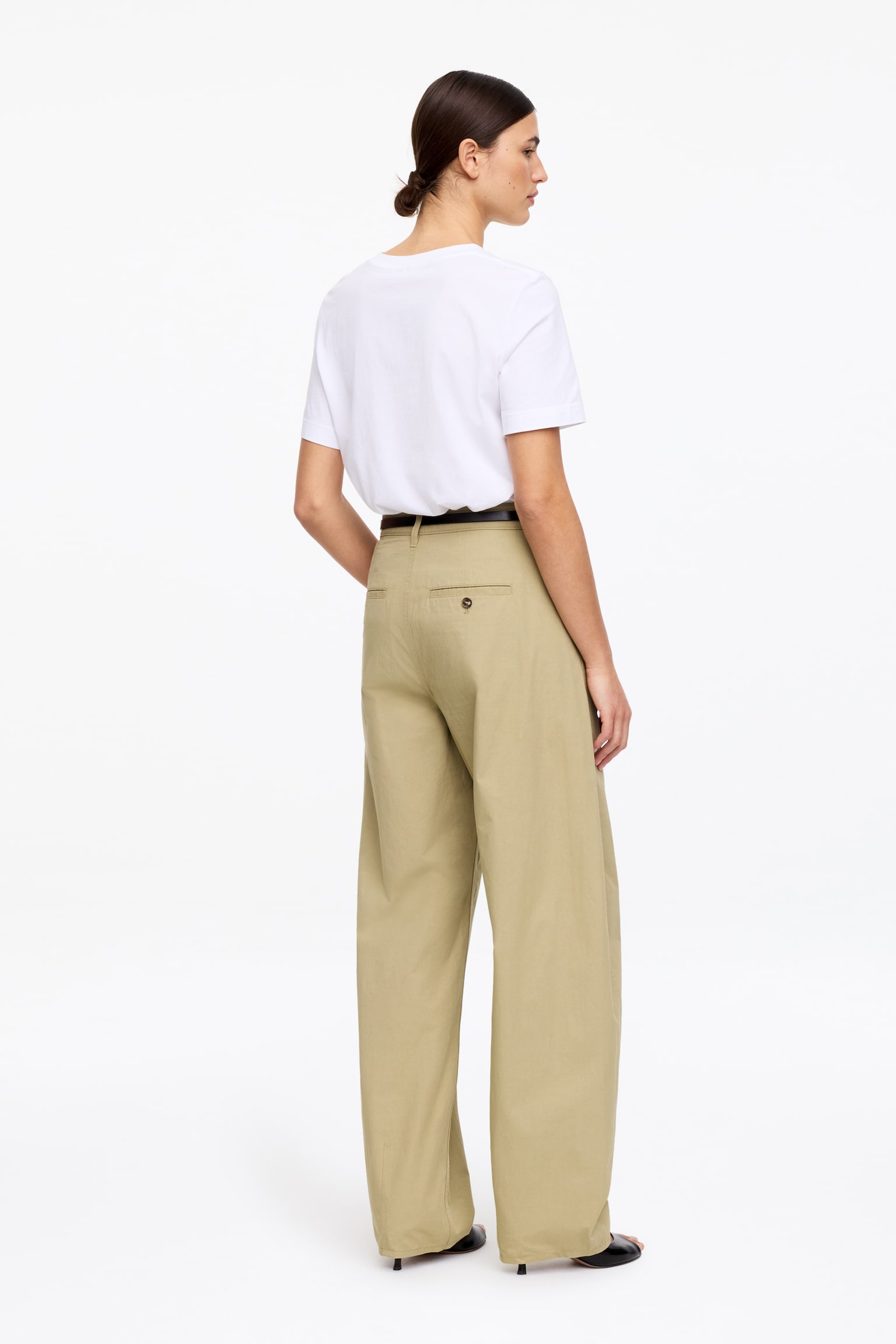 Hose mit Barrel Leg - Beige/Schwarz - 6