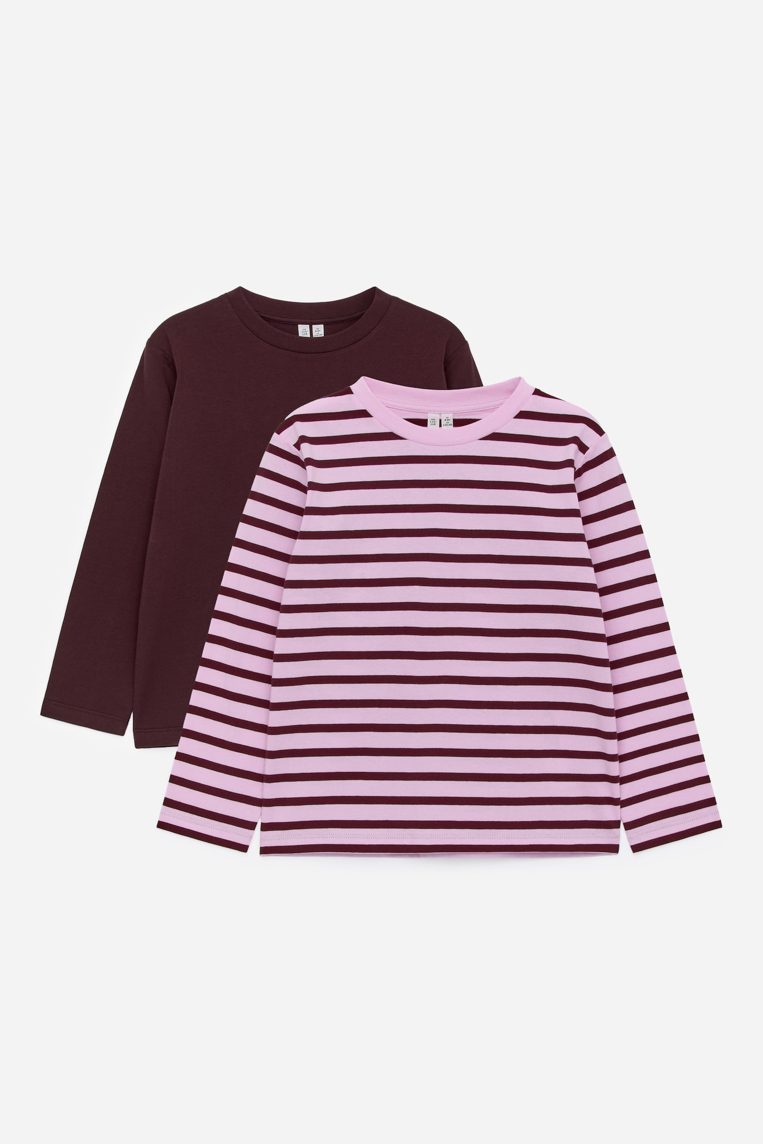 Långärmad t-shirt, 2-pack - Rosa/vinröd/Blå/grön - 1
