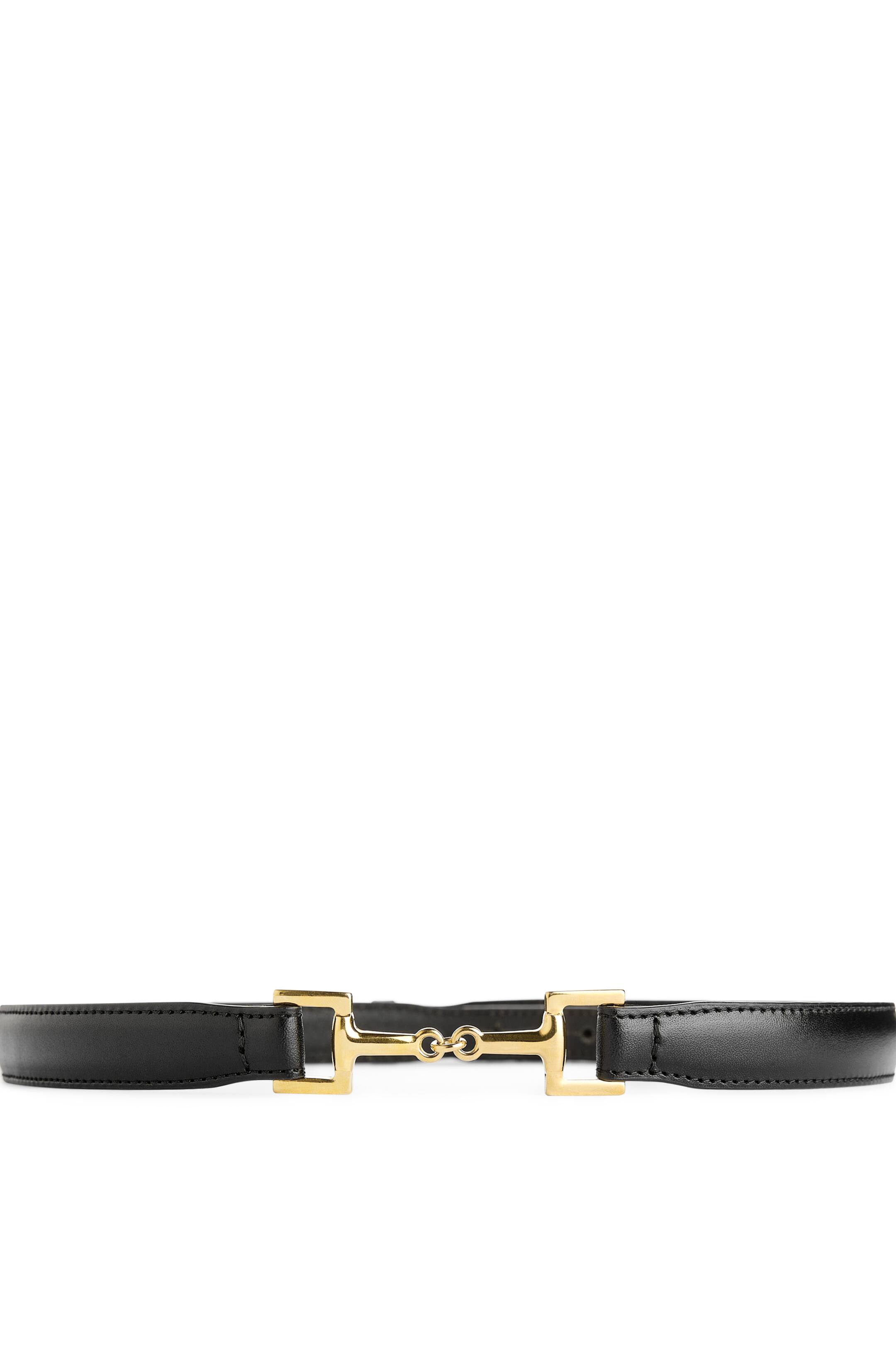 Horsebit Buckle Leather Belt Black Ladies H&M GB
