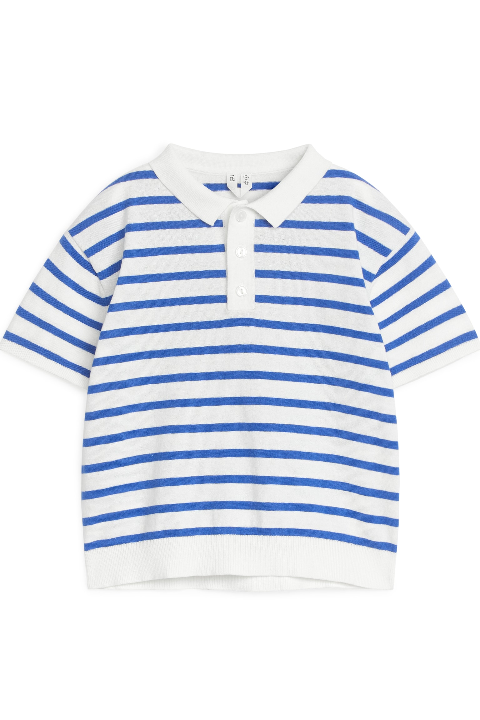 Fine-Knit Polo Shirt - White/Blue - 1