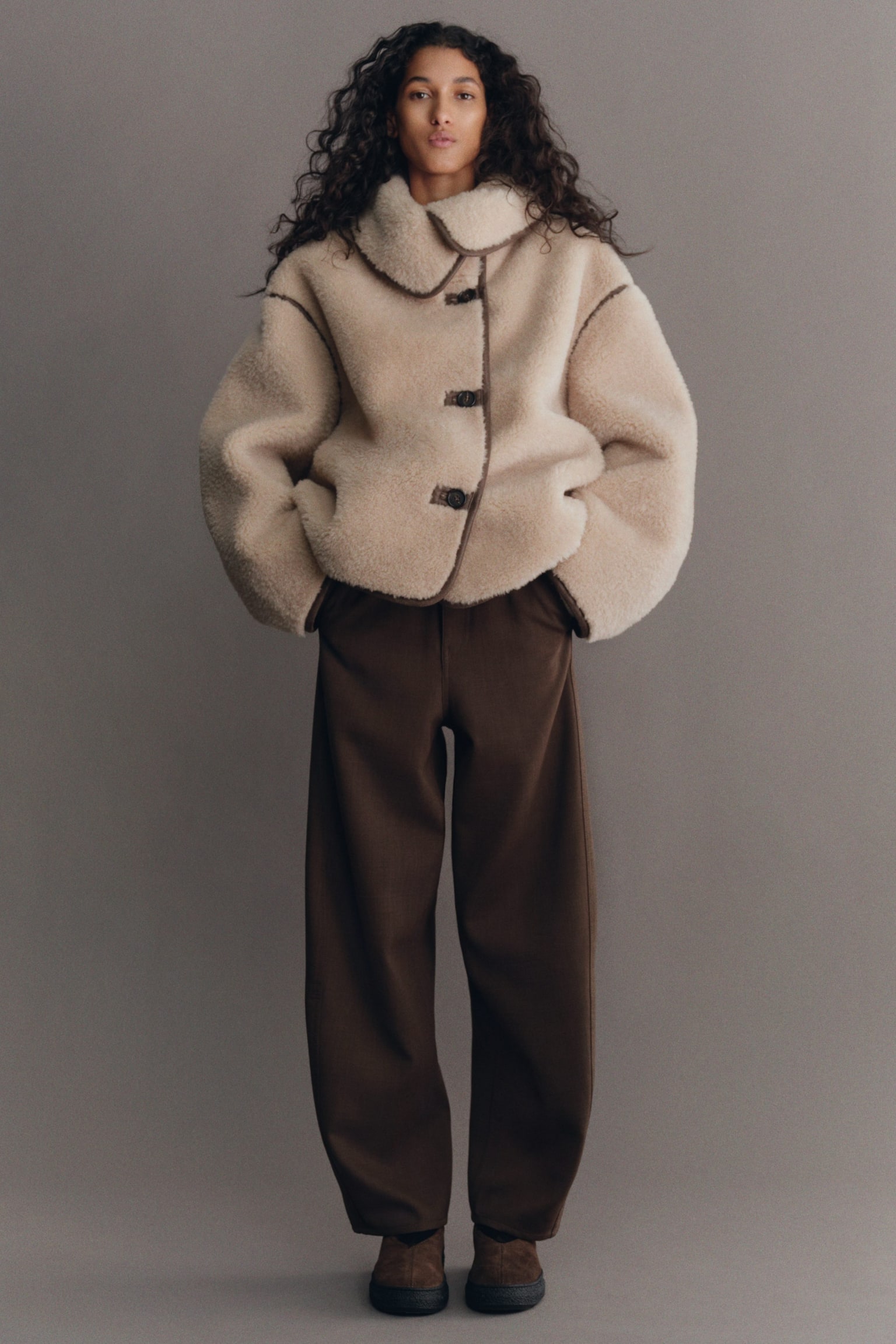 Korte fleecejas - Beige/Bruin - 4