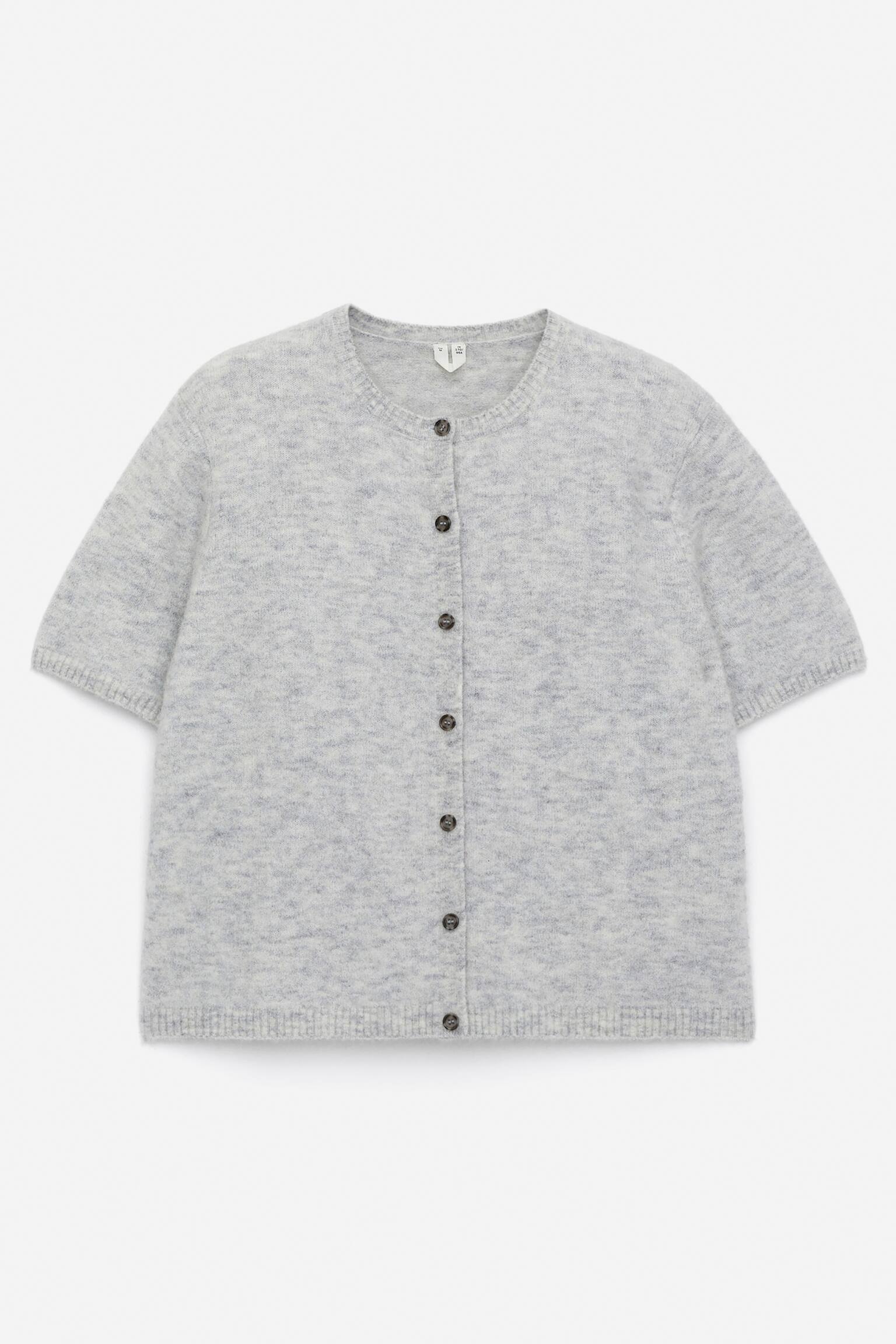 Vest van een mix van alpaca en wol - Grijs gemêleerd/Donkerblauw - 2