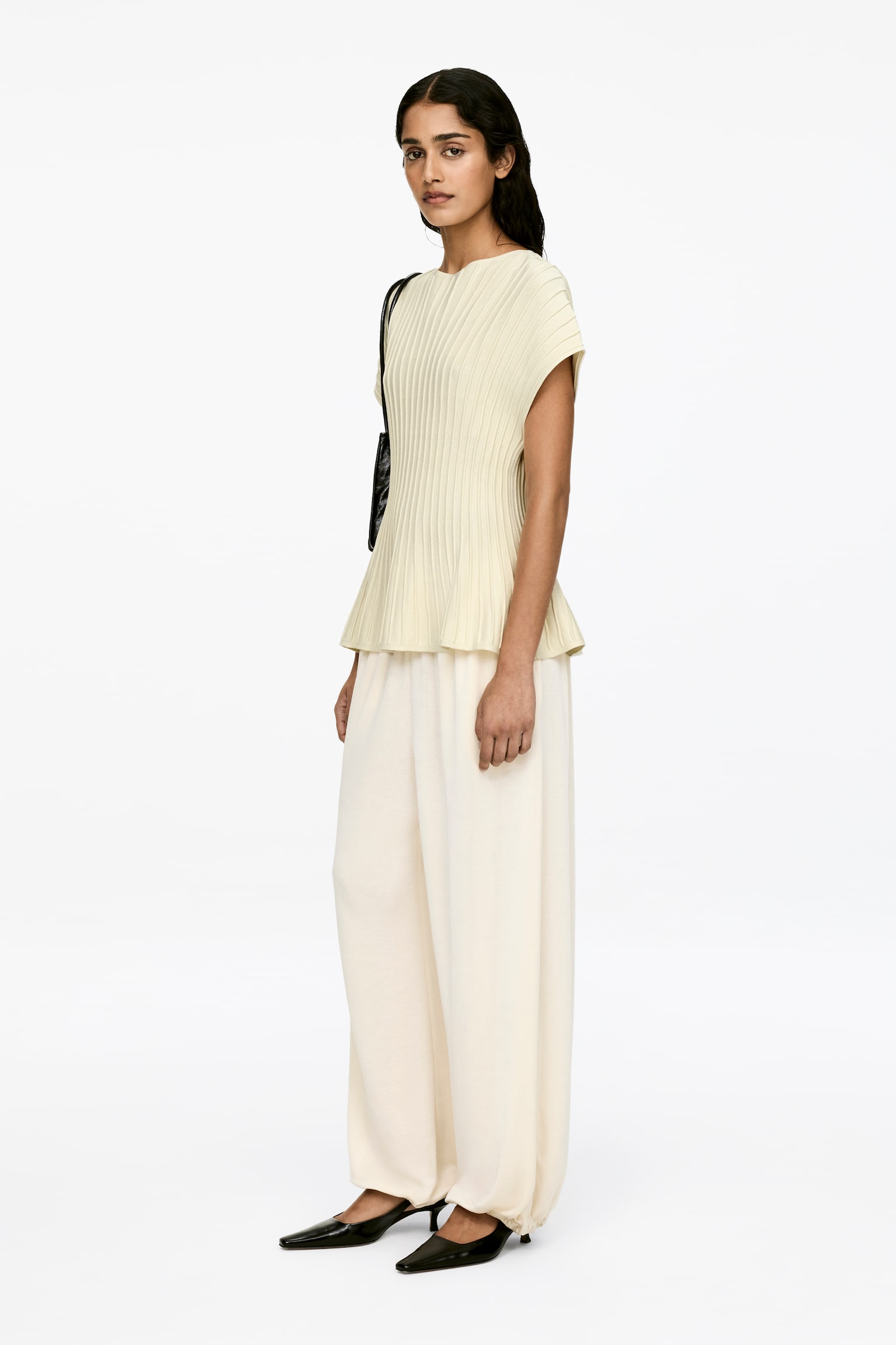 Feinstrickoberteil mit Schößchen - Cremeweiß - 5