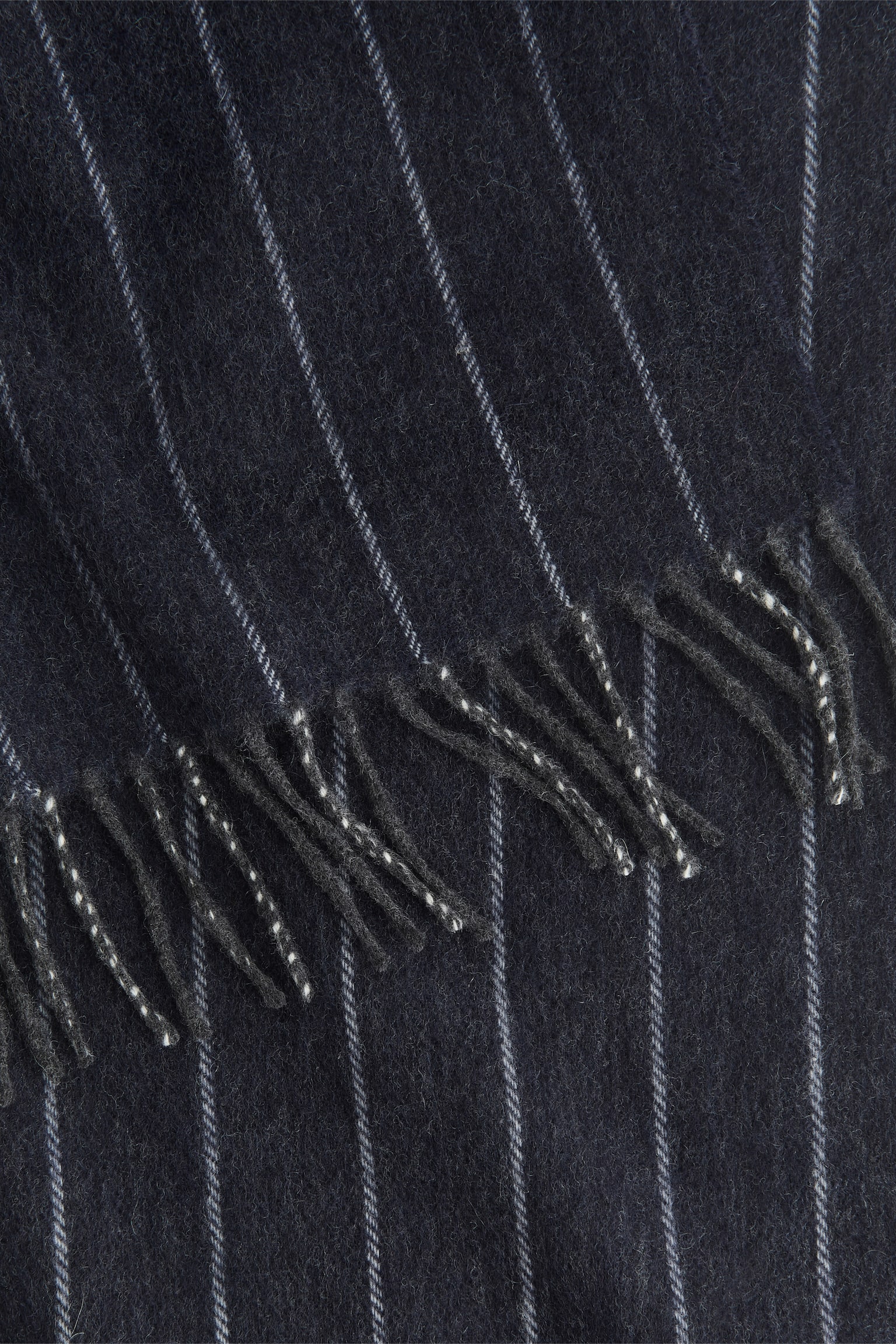 Wool Cashmere Scarf - Dark Blue/Striped - 3