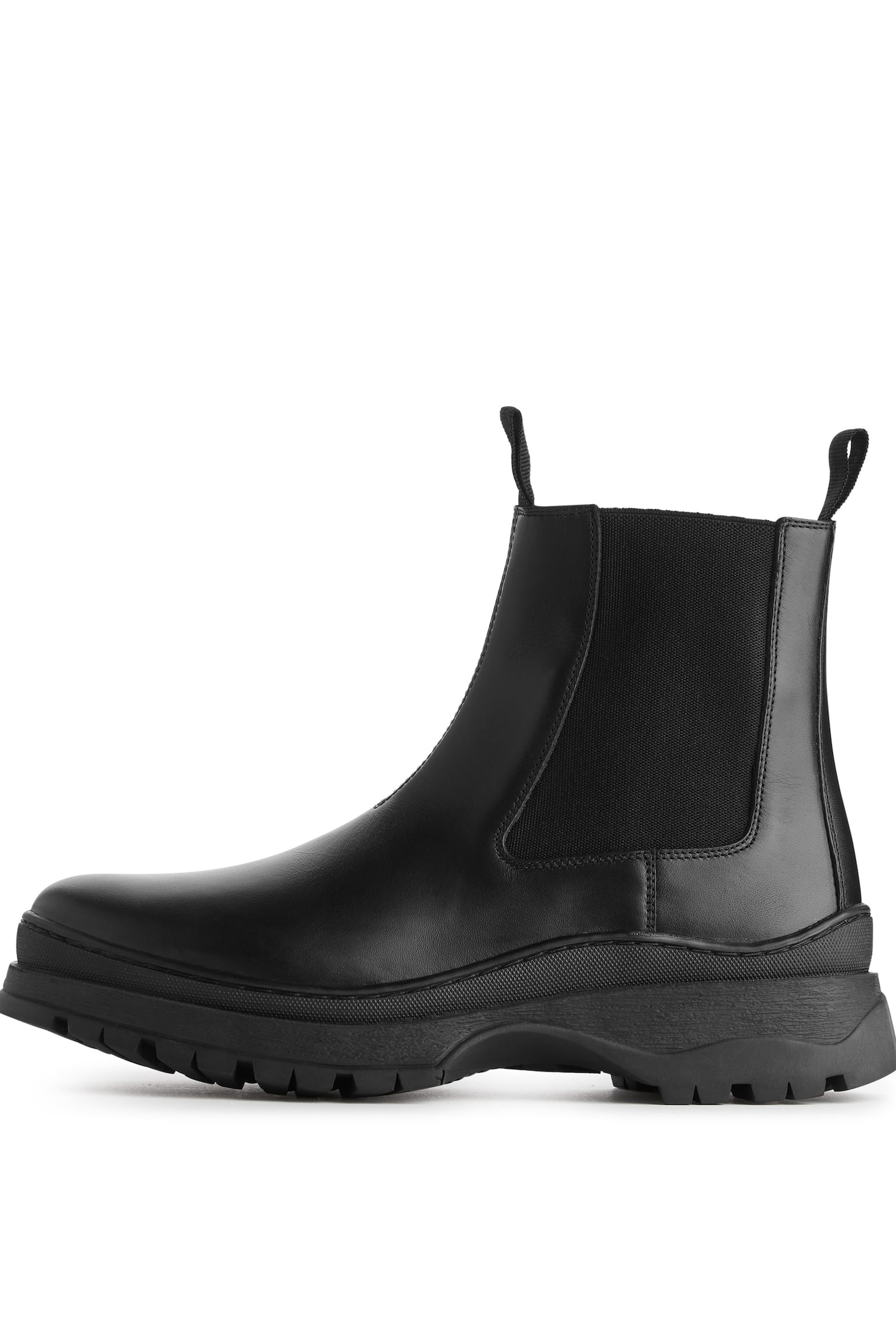 Chunky-Sole Leather Boots - Black - 4