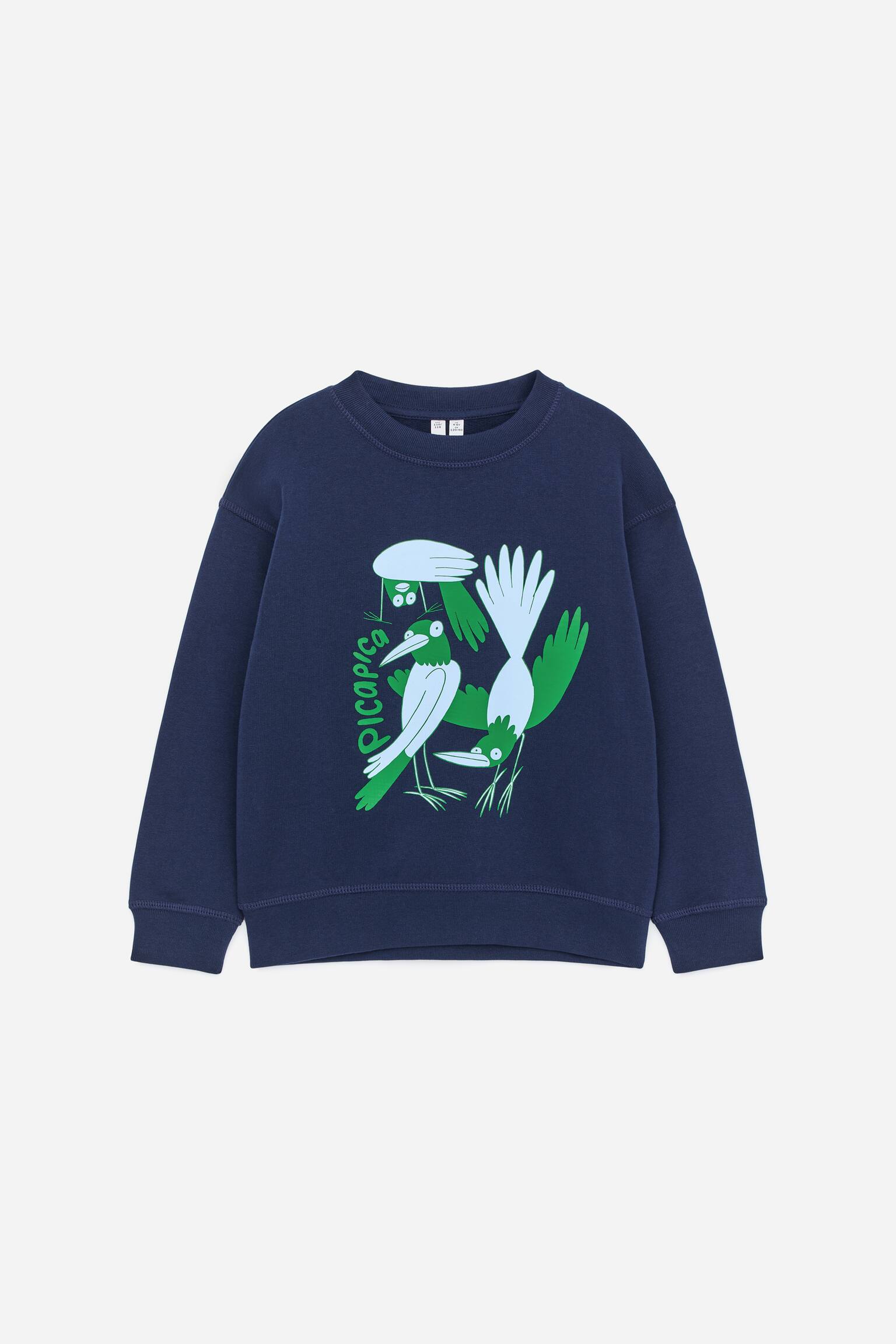 Sweatshirt - Mörkblå/Beige/blå/Grå/gepard/Rosa/fåglar - 1