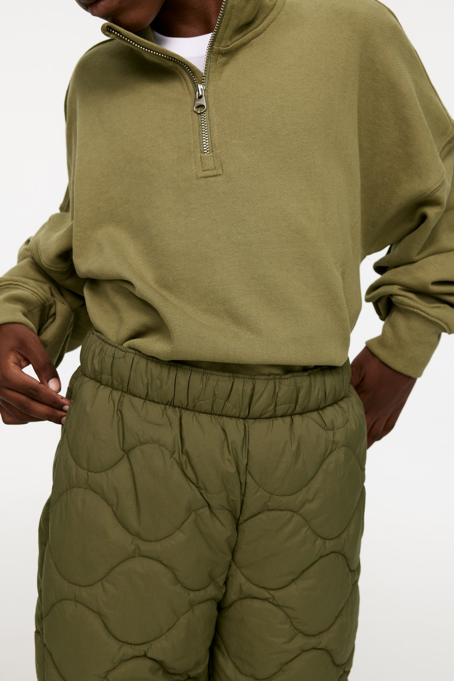 Quilted Outdoor Trousers - Khaki Green - 3