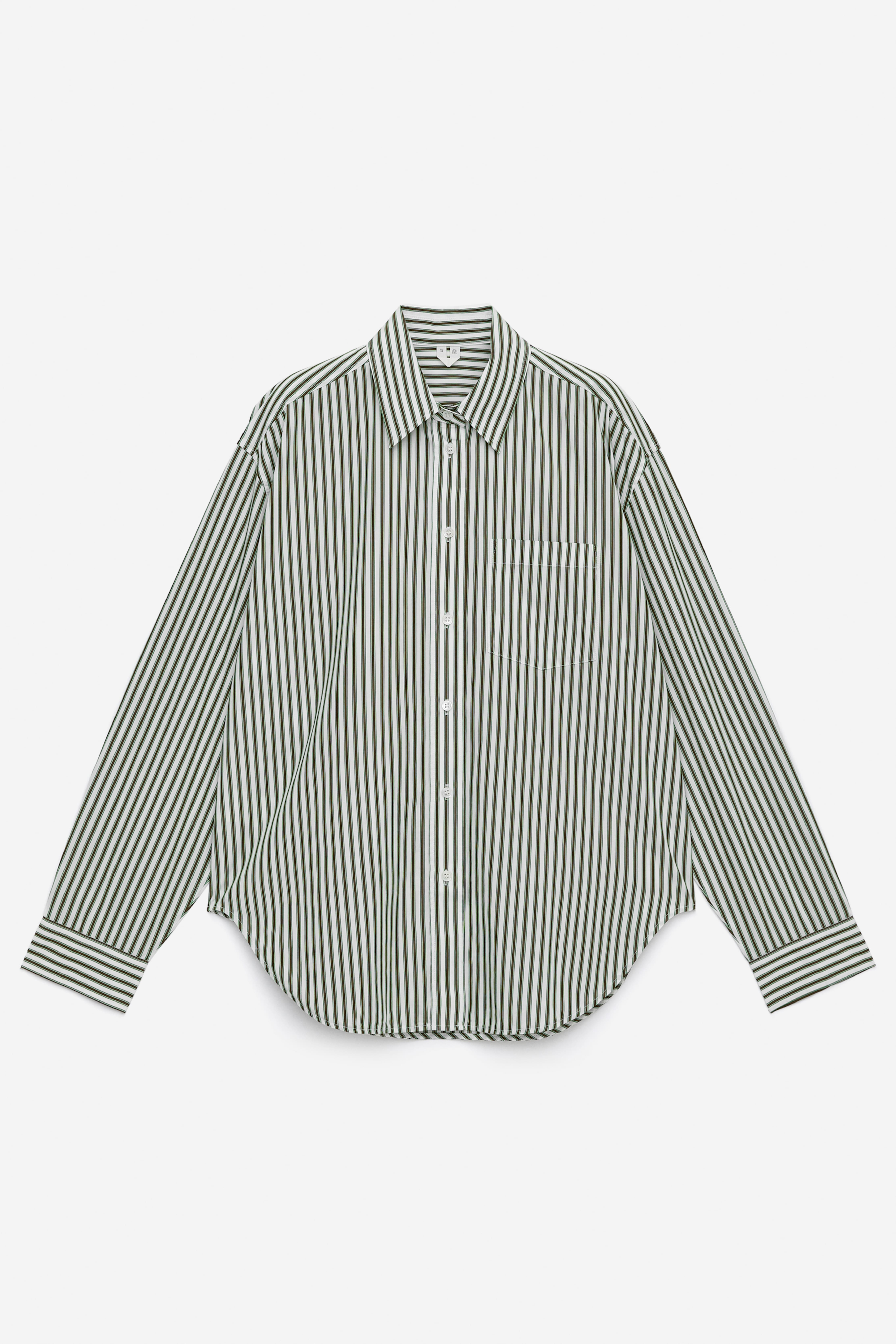 Oversize-Hemd aus Baumwolle - Grün/Weiß