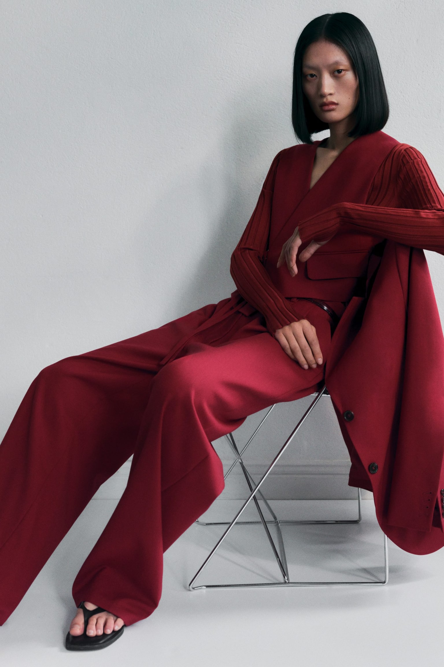 Vielseitige Wollweste - Dunkelrot - 9