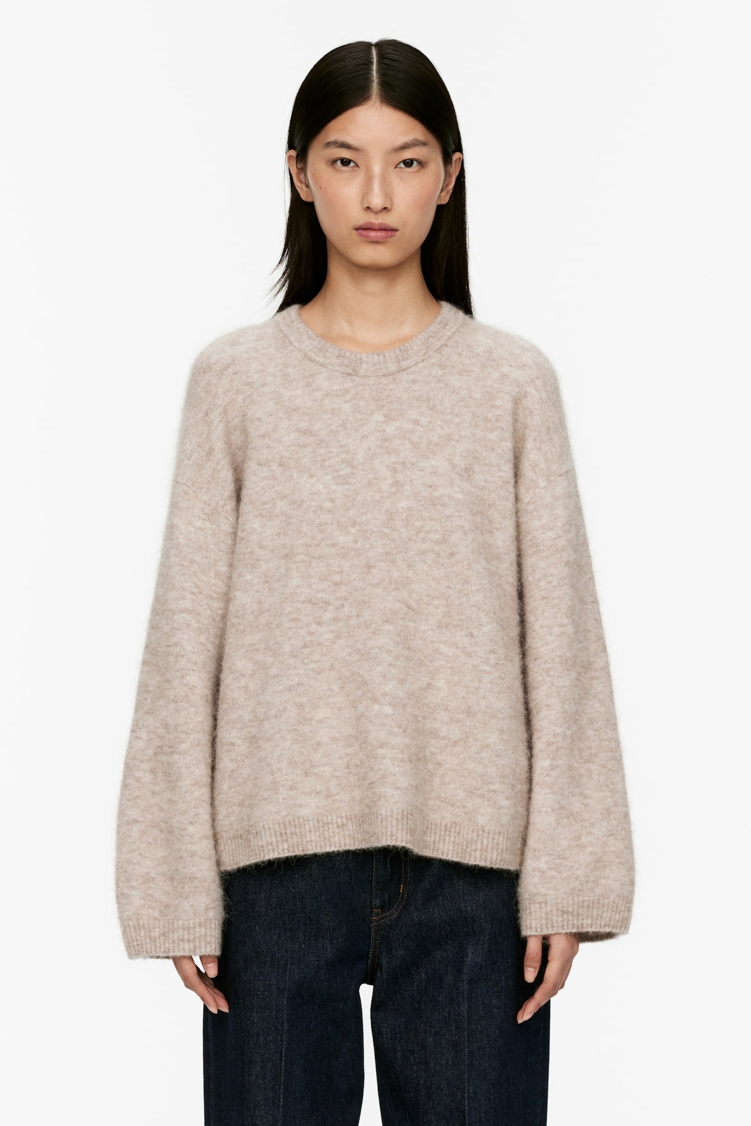 Alpaca-Wool Blend Jumper - Beige/Black/Off White/Pink/Light Grey/Dusty Blue/Dark Yellow/Dark Brown/Dark Green - 1