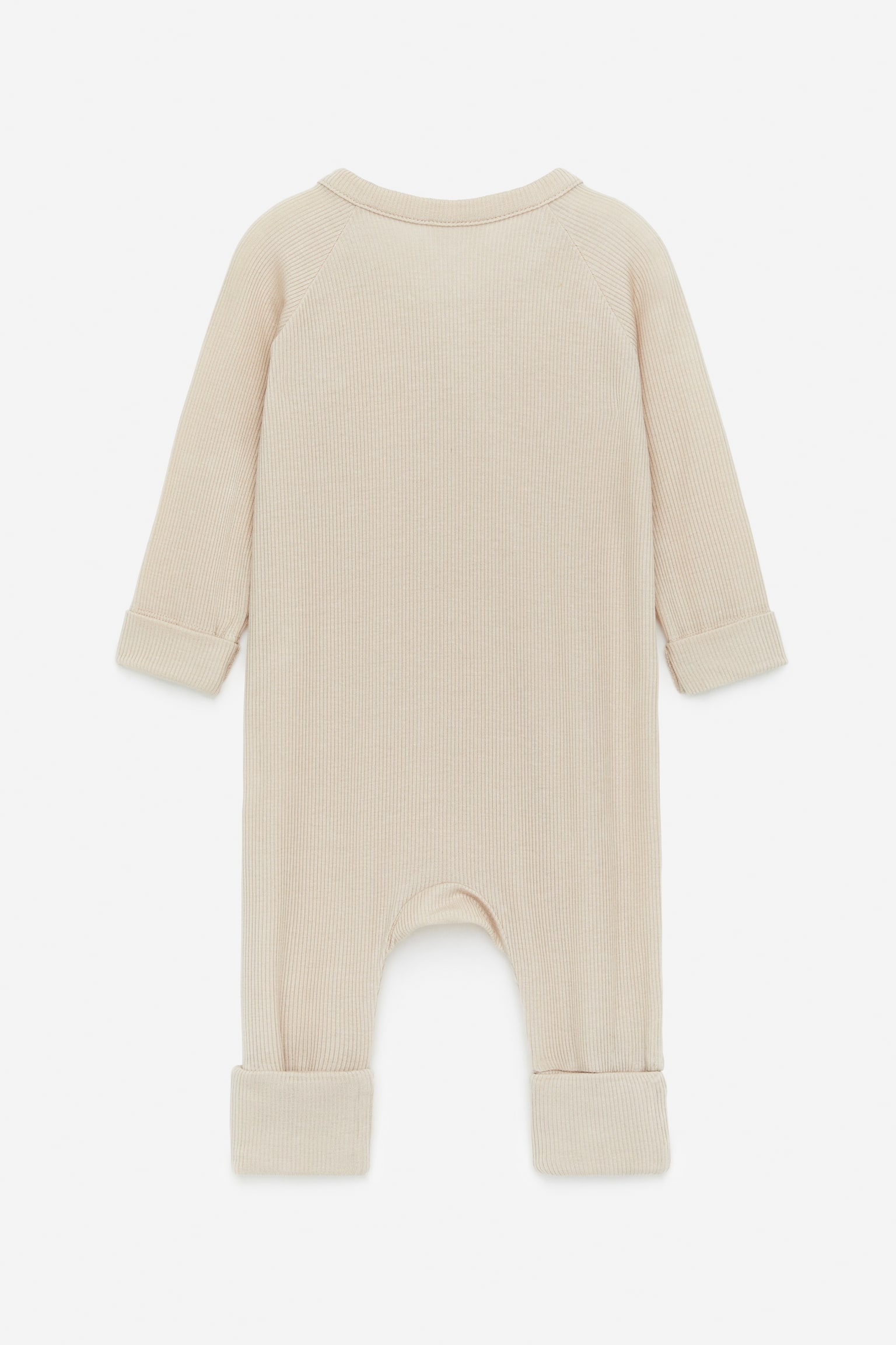 Newborn Smooth Rib Pyjama - Beige/Blue - 3