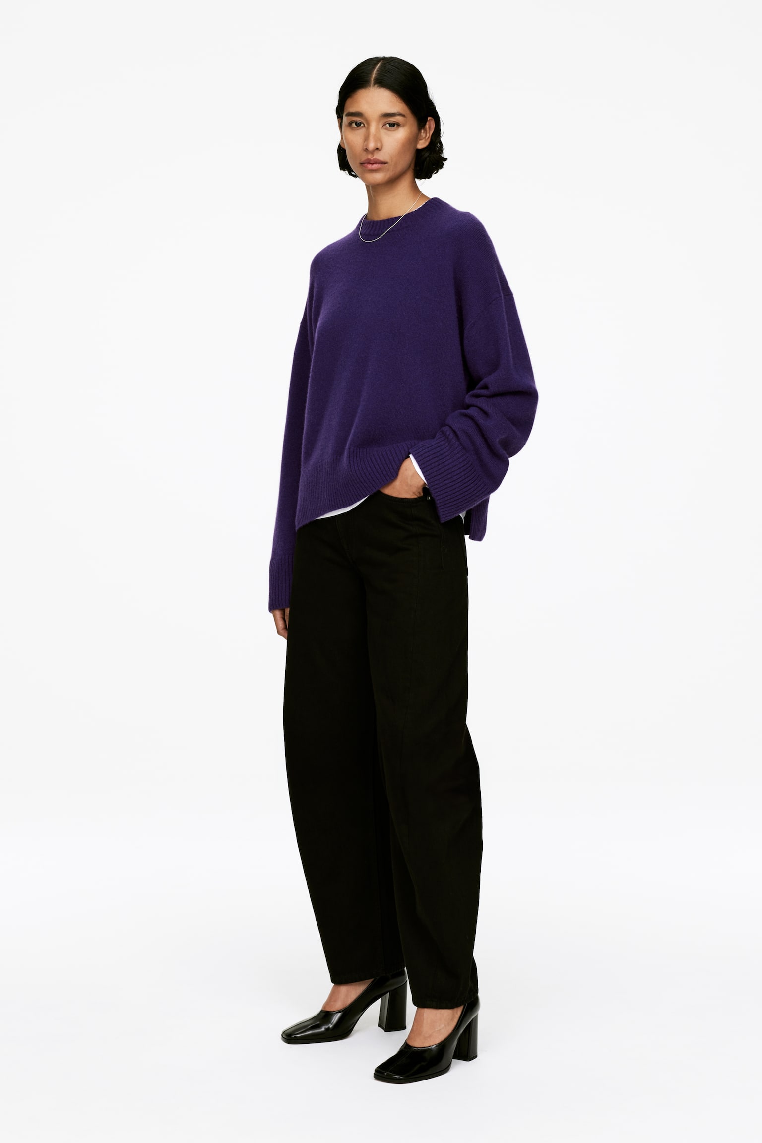 Oversized trui van pure kasjmier​ - Paars/Bordeauxrood/Black - 5