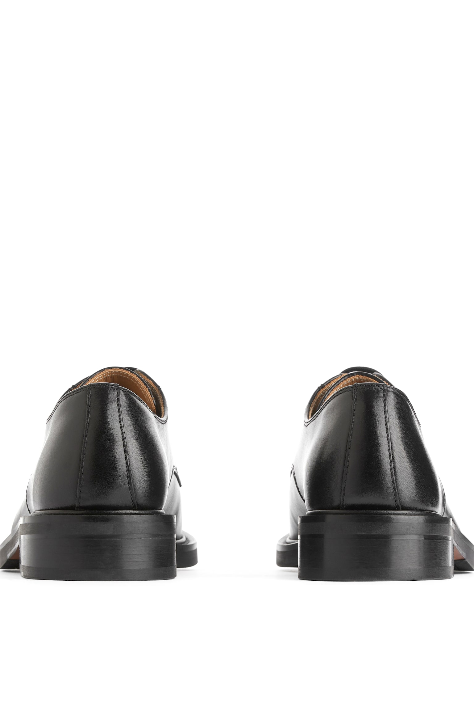 Leather Derby Shoes - Black - 3