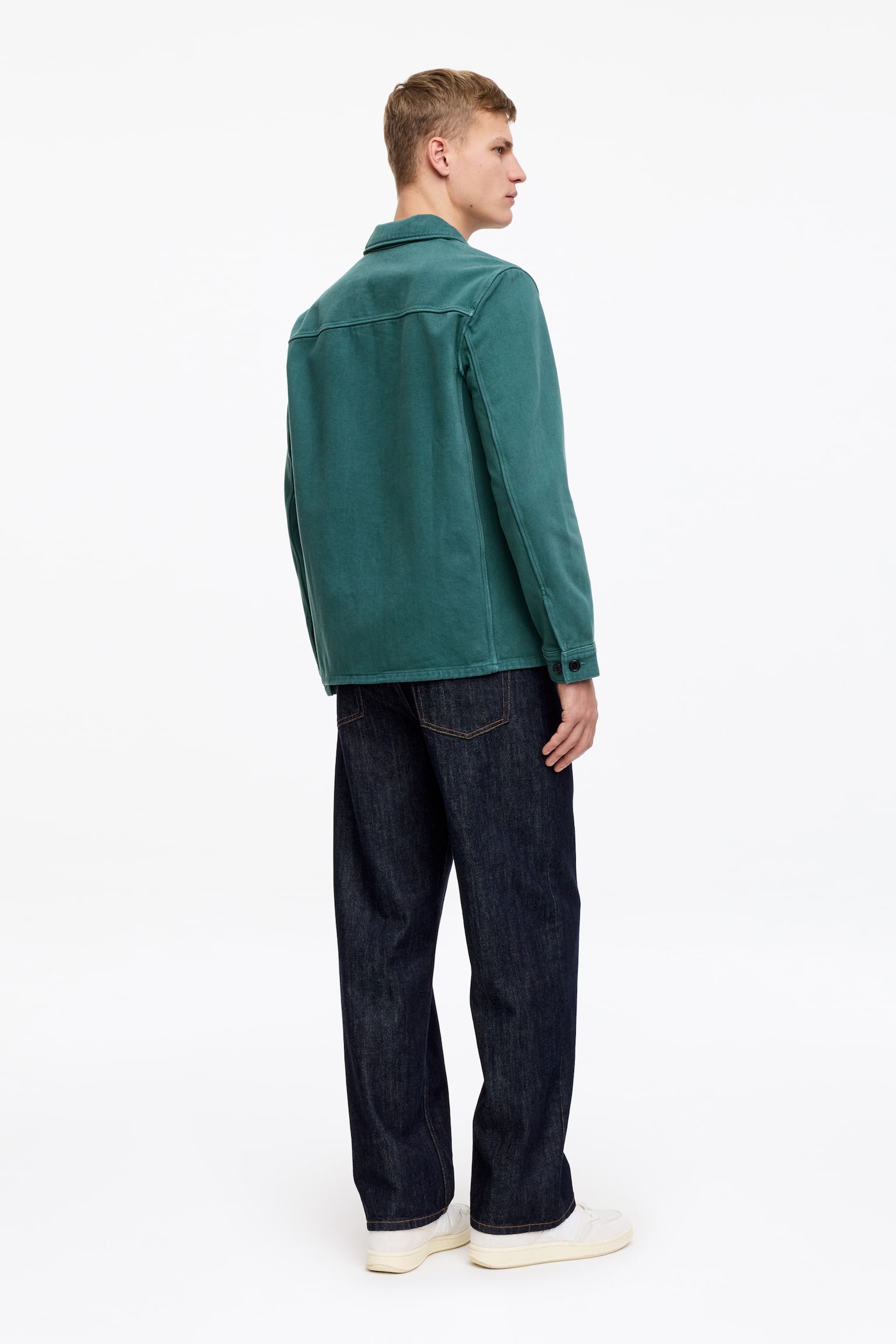 Overshirt i twill - Grön/Mörkblå - 4