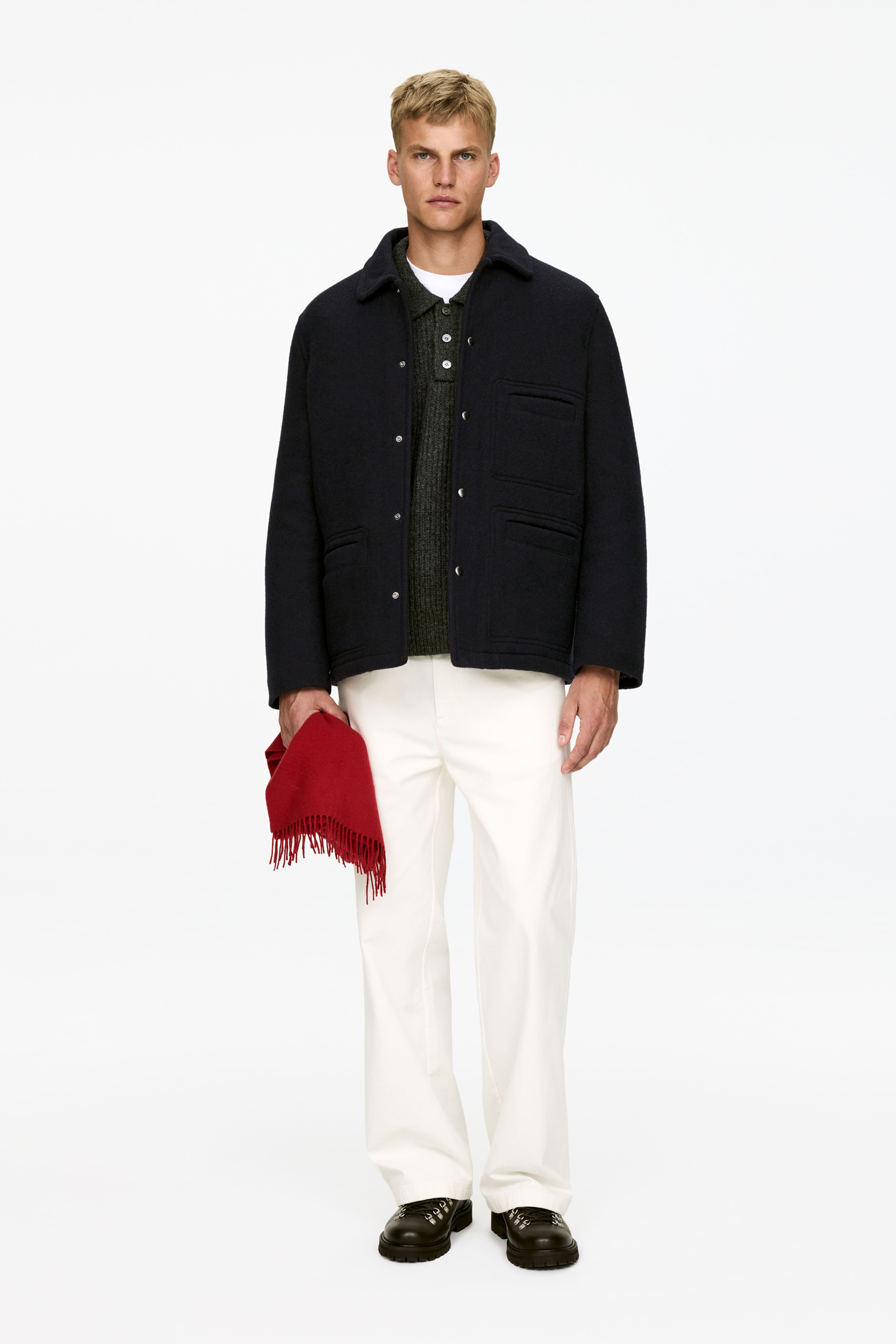 Jacka i ullblandning - Mörkblå