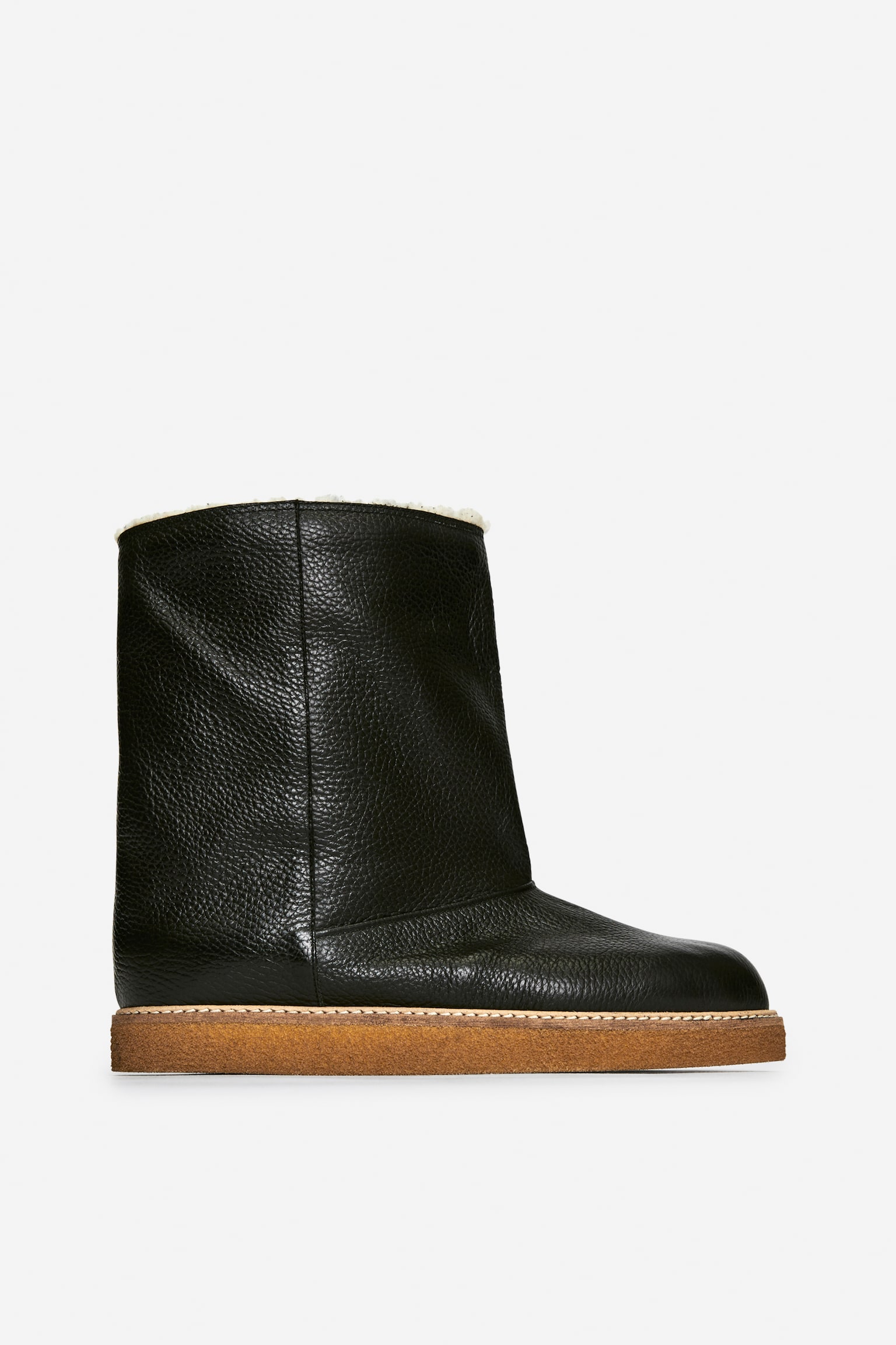 Lined Leather Boots - Black