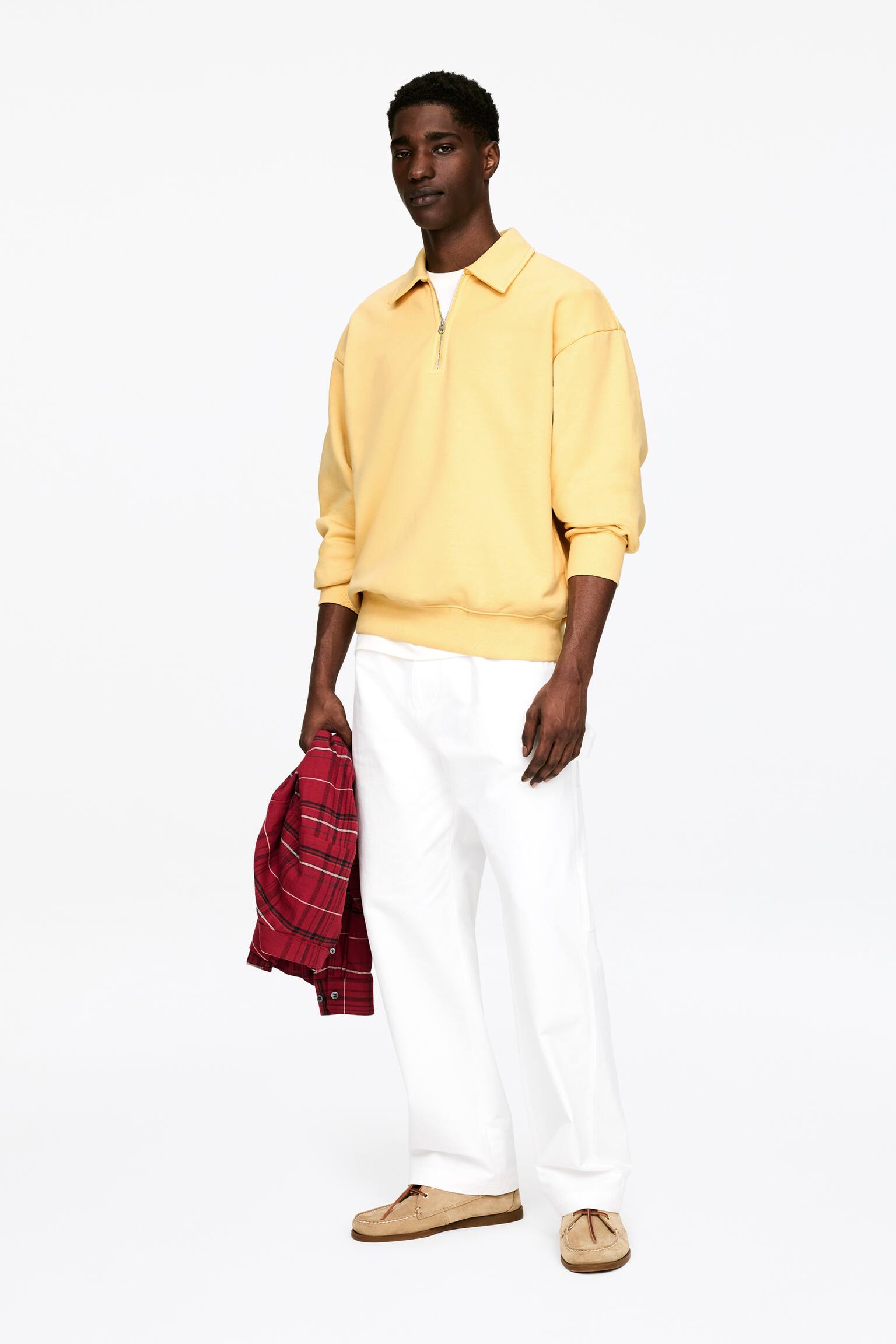 Half Zip Polo Shirt - Faded Yellow/Faded Blue - 6