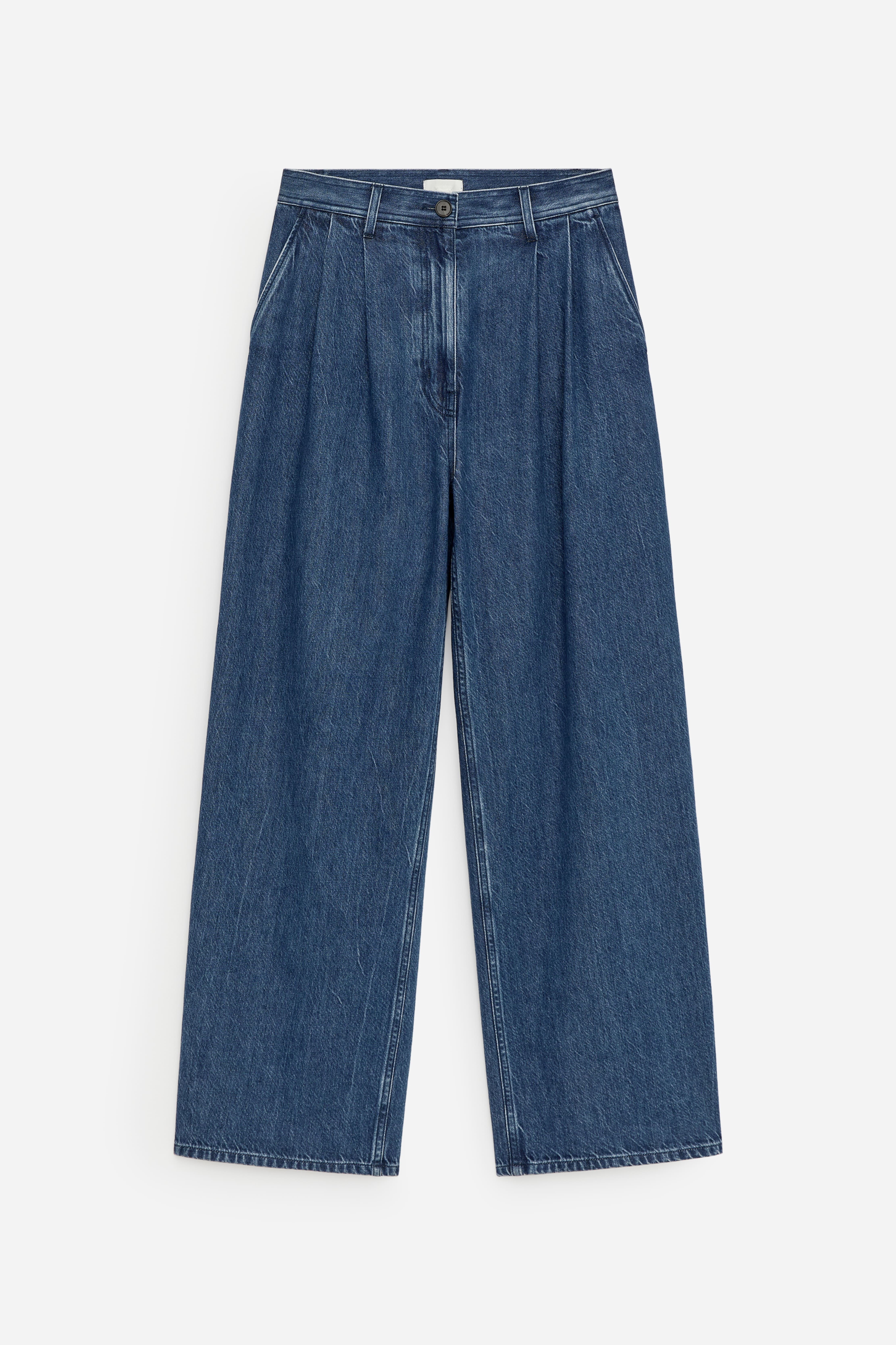 Jeans wide con pieghe - Blu