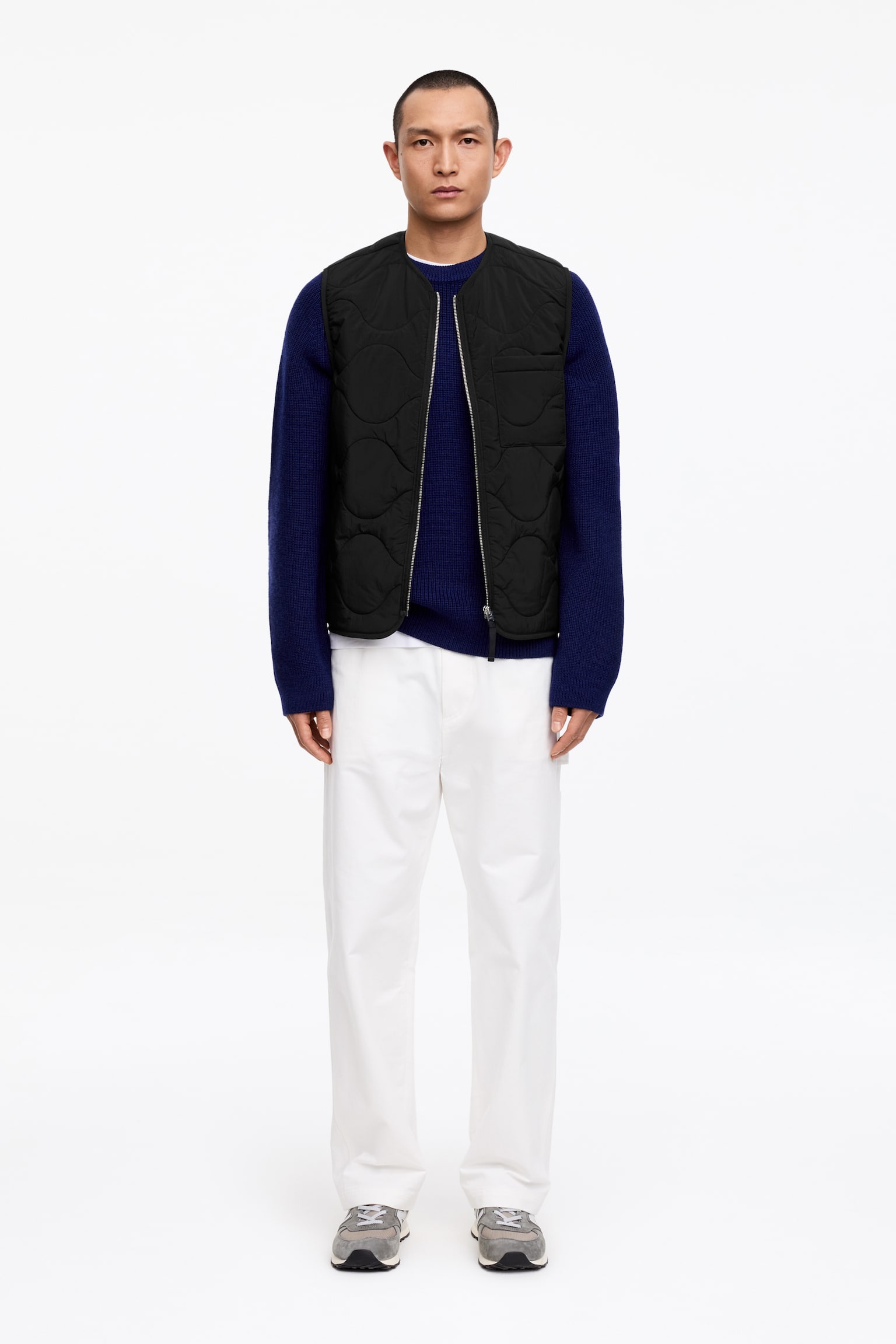 2 v 1 prešívaná vesta - Black/Svetlosivá/Zelená/Tmavomodrá - 1