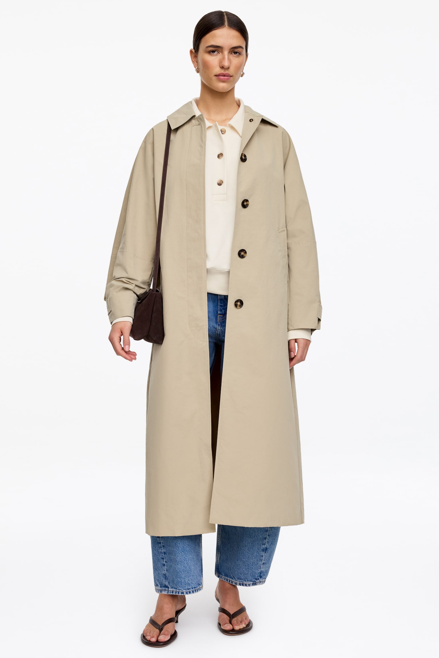 Bluza polo z materiału frotté - Złamana biel/Jasnoniebieski/Ciemnobrązowy - 4