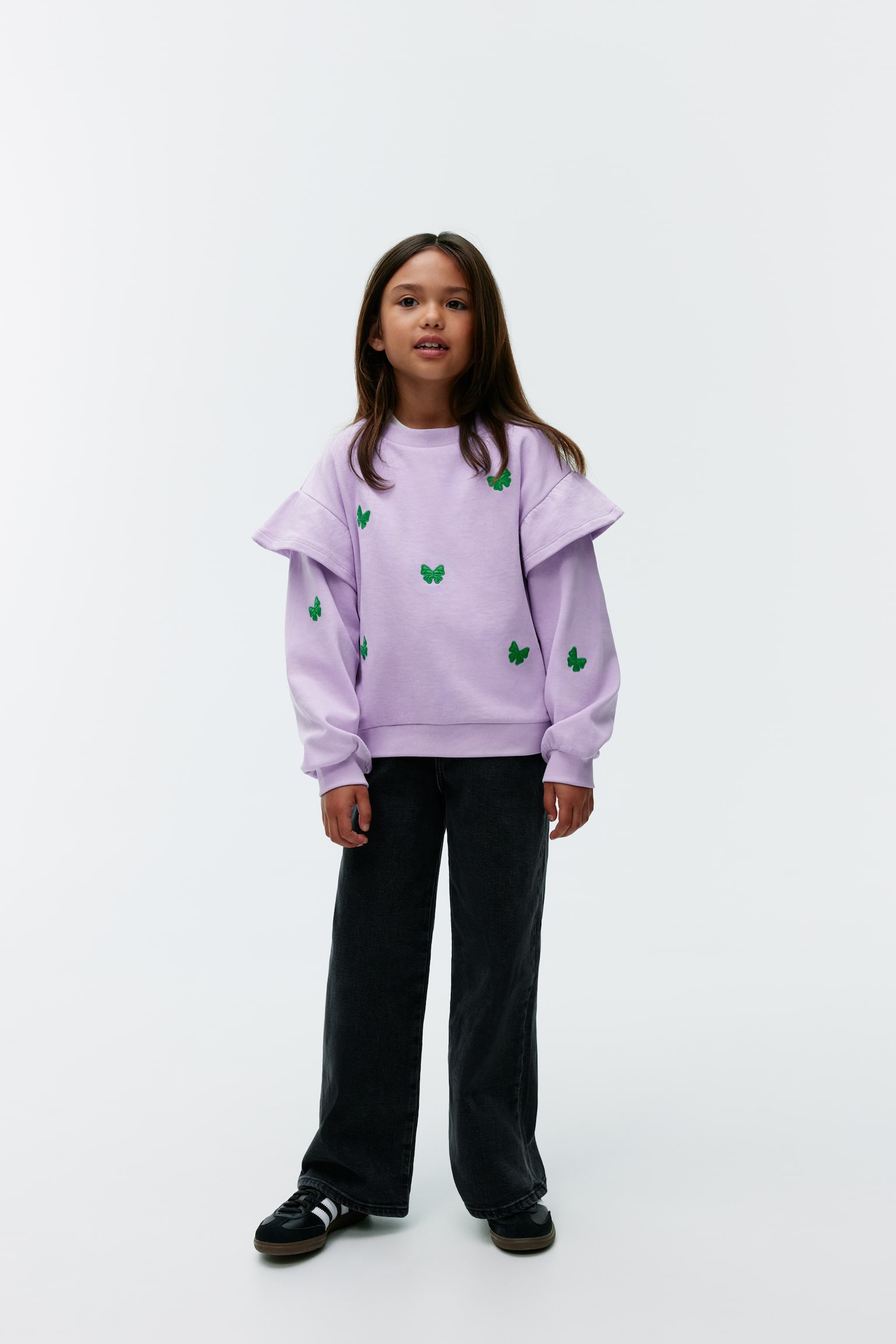 Frill Sweatshirt - Lilac/Dark Blue/Mushrooms - 1