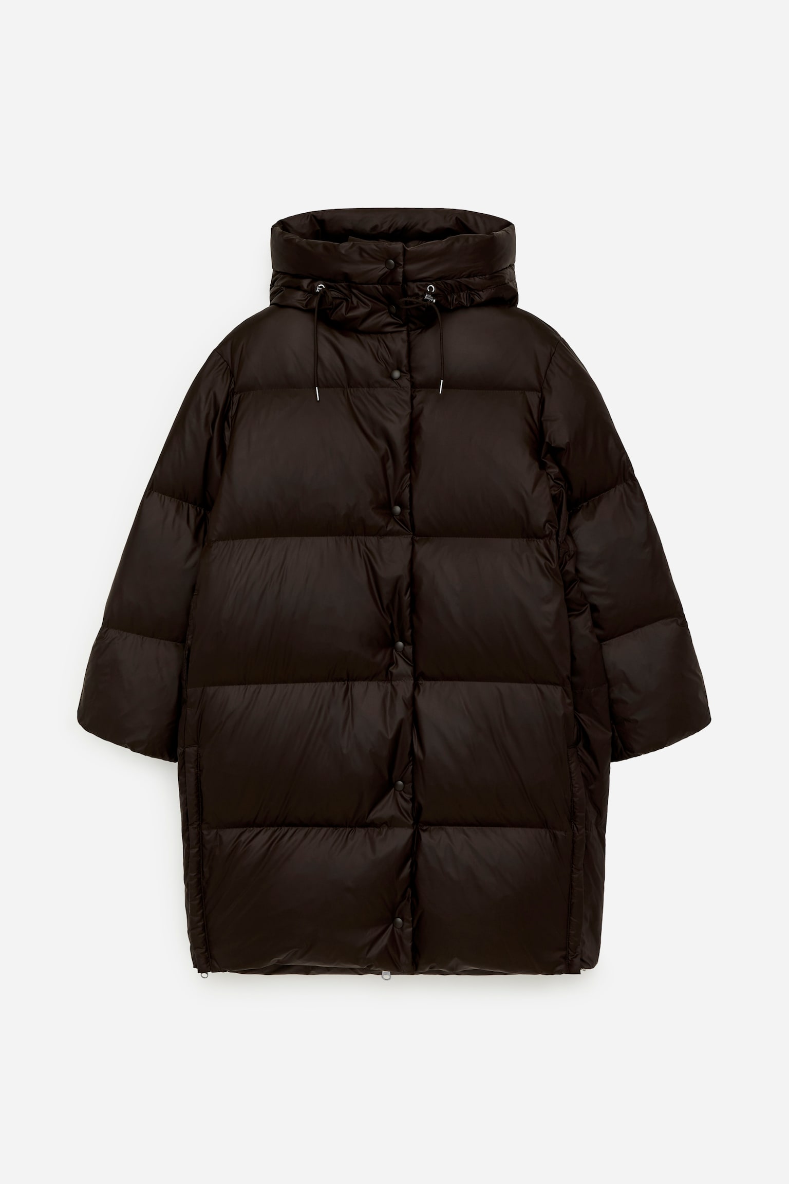 Langer Upcycled Down Mantel - Braun - 2