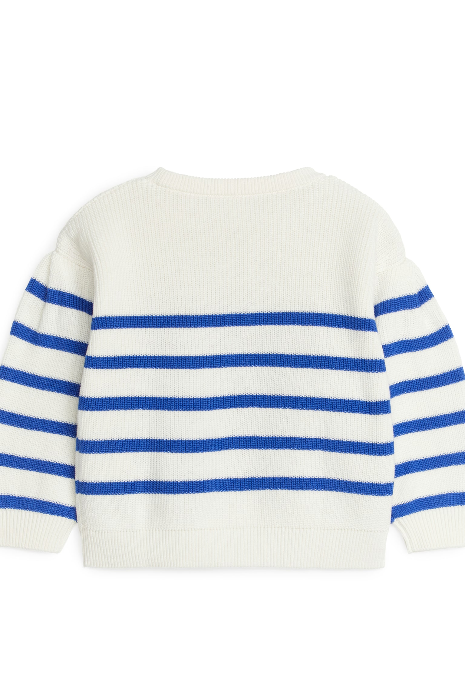 Rib-Knitted Cotton Jumper - Bright Blue/Off White - 2