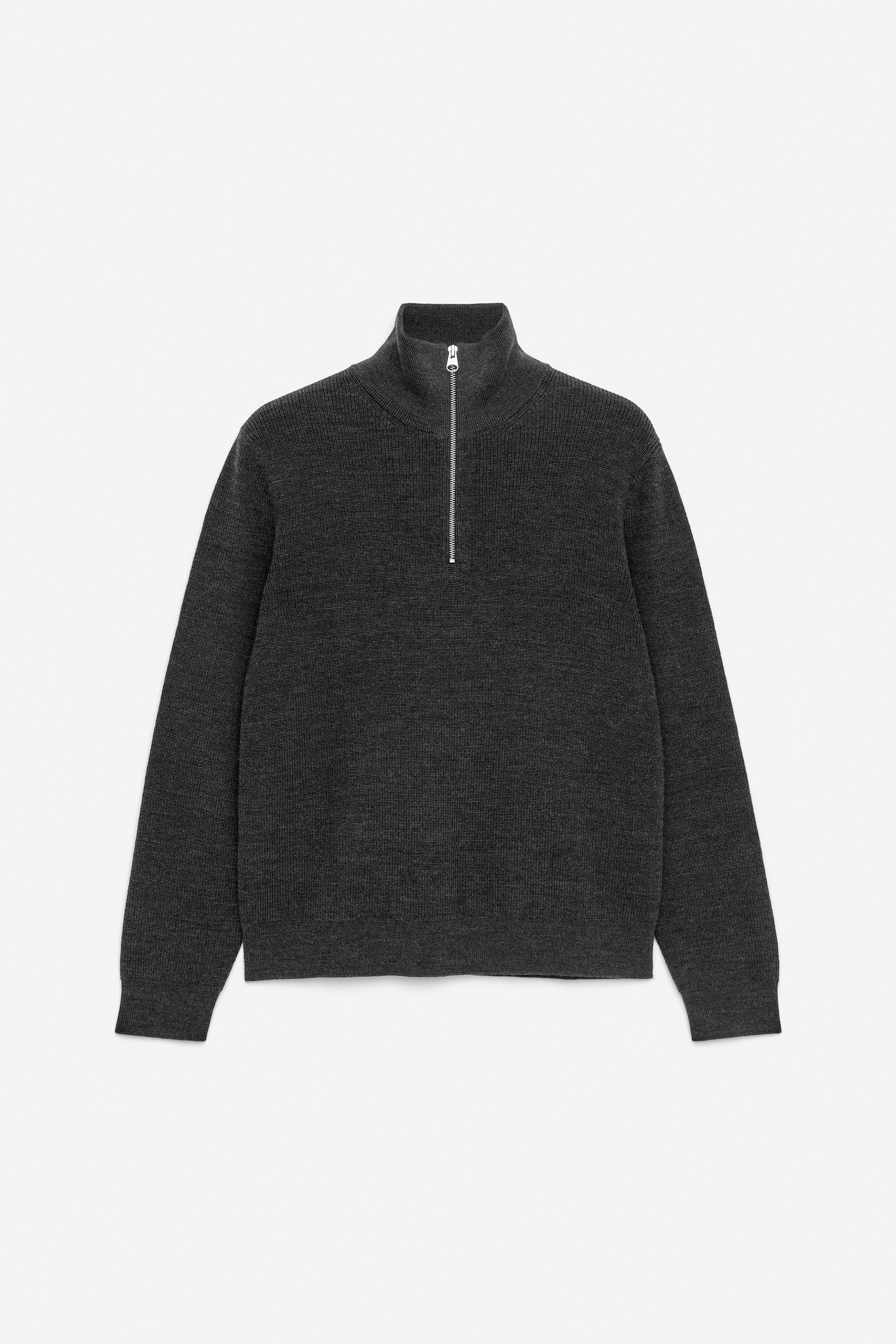 Pullover aus Wolle und Baumwolle mit kurzem Reißverschluss - Dunkelgrau/Dunkelblau