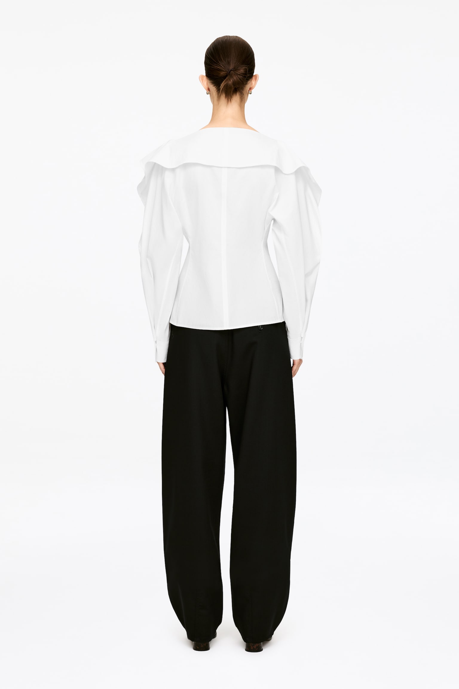 Bluse mit übergroßem Kragen - Weiß - 5