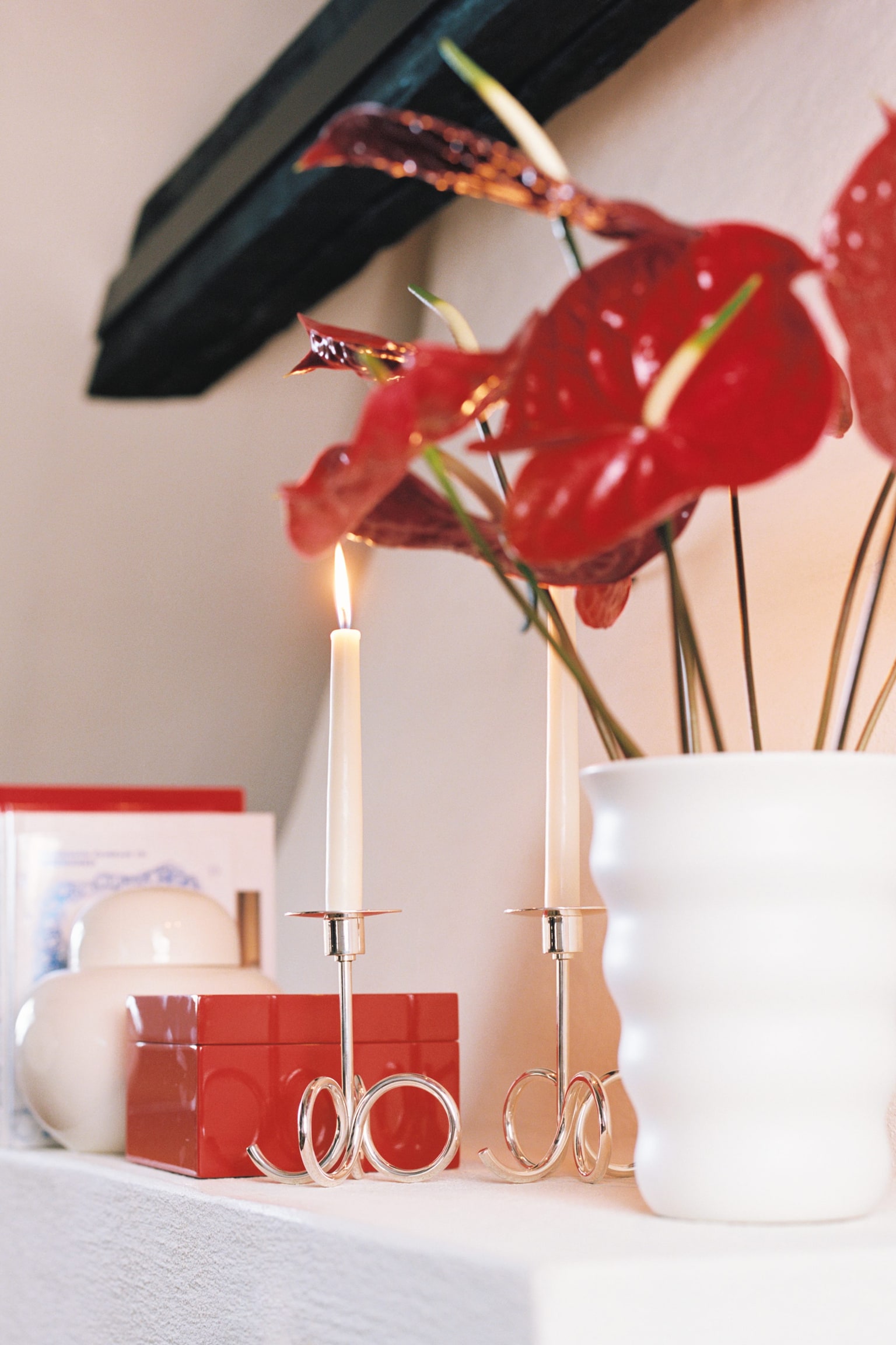 Tapered Candles Set of 6 - Off White/Pink/Yellow - 3