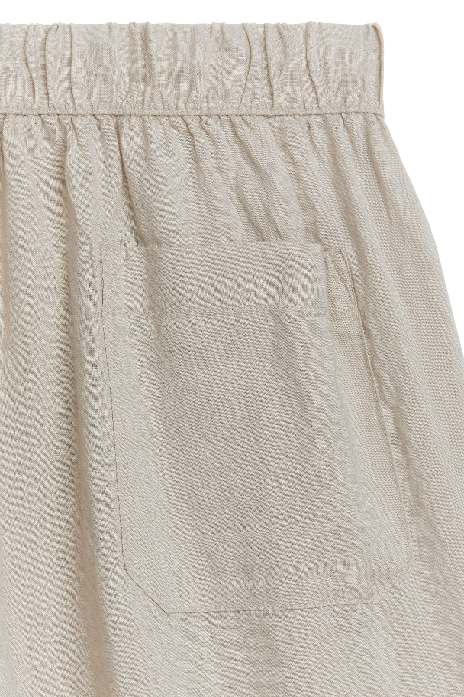 Linen Drawstring Trousers - Beige - 3