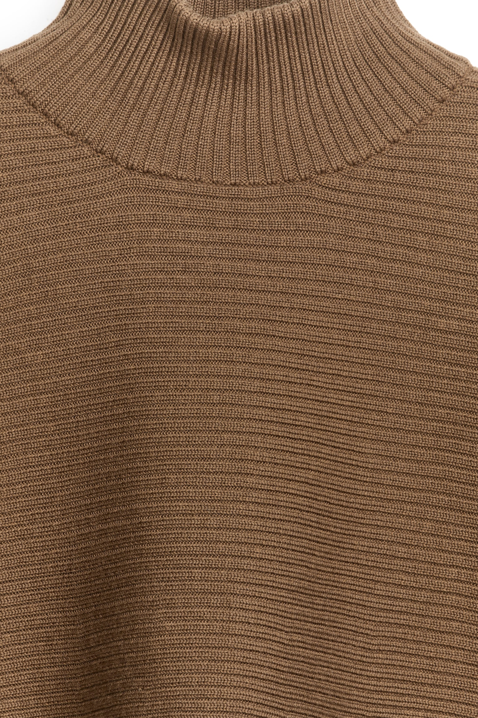 Cropped Wool Cotton Jumper - Camel/Black - 2