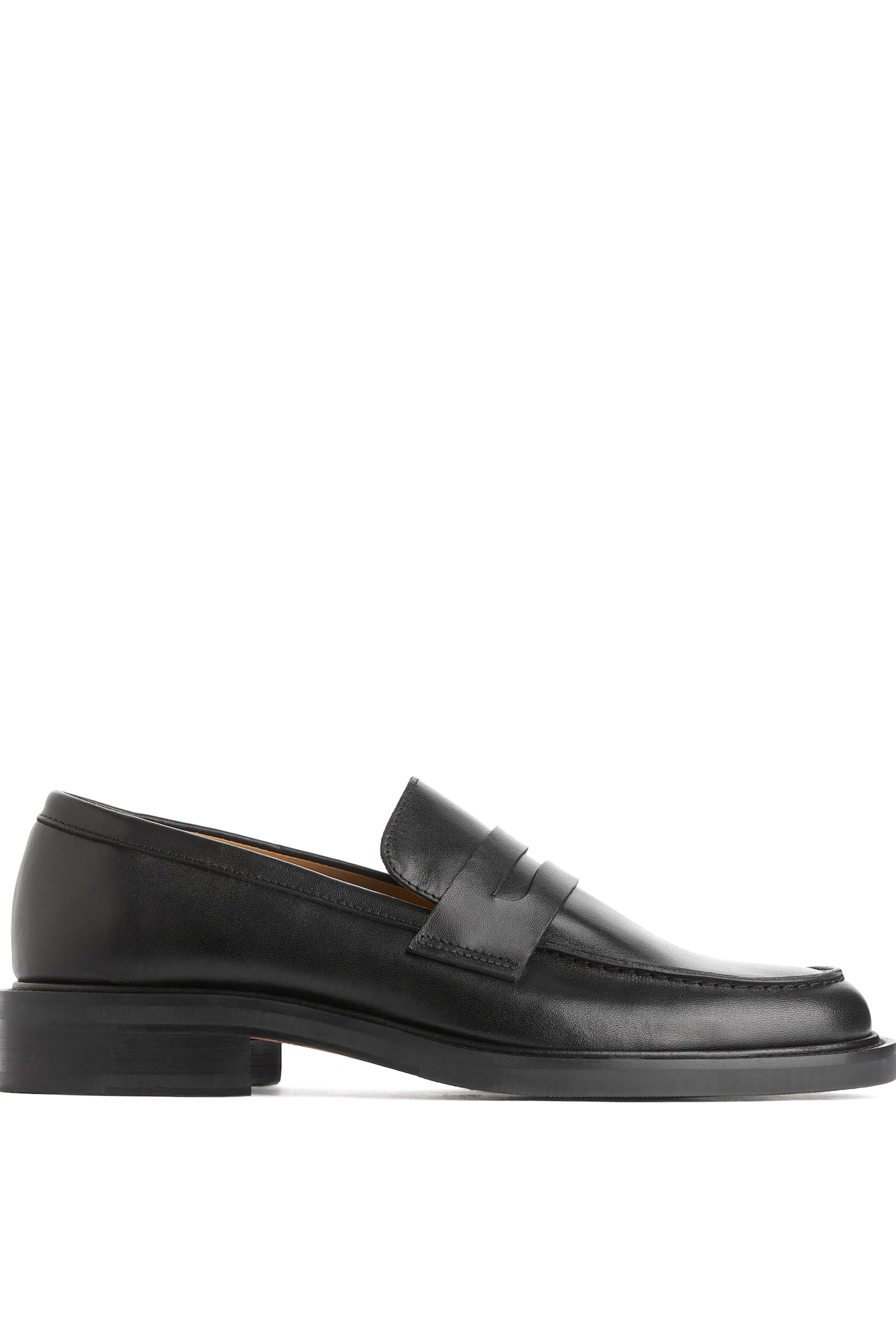 Leather Penny Loafers - Black - 1