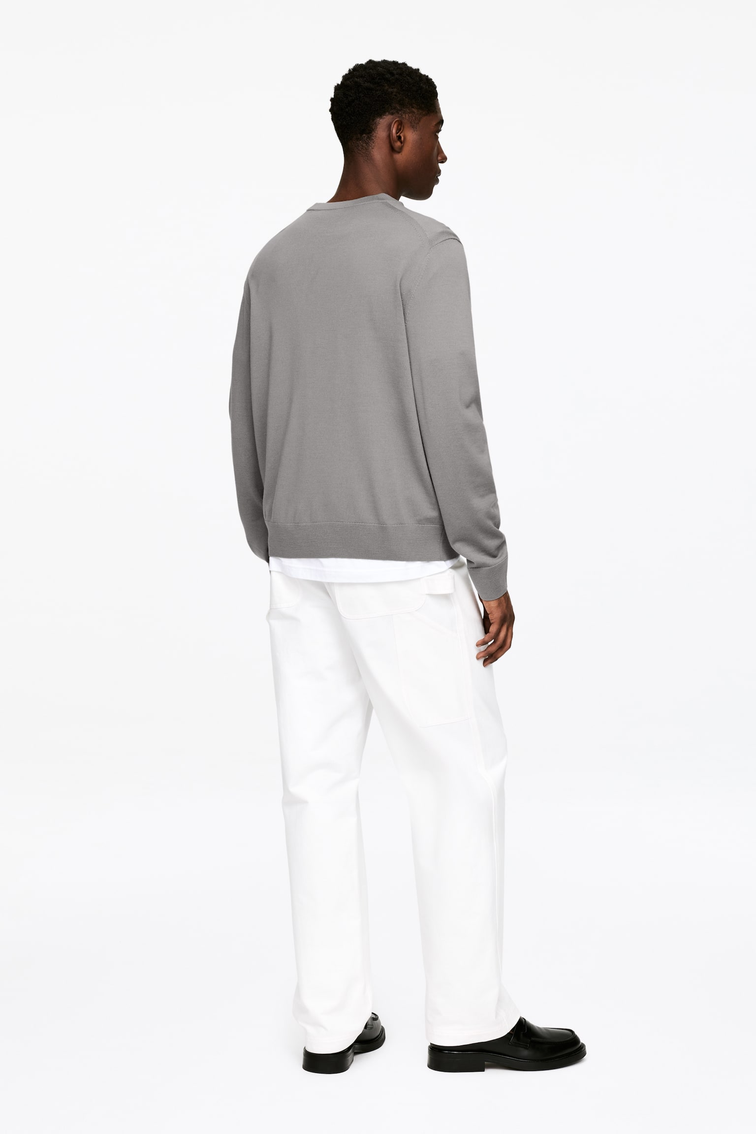 Finstickad tröja i merinoull - Mullvadsgrå/Gråmelerad/Dark Blue/Mörkgrå/Mörkgrön/Mörkbrun - 3