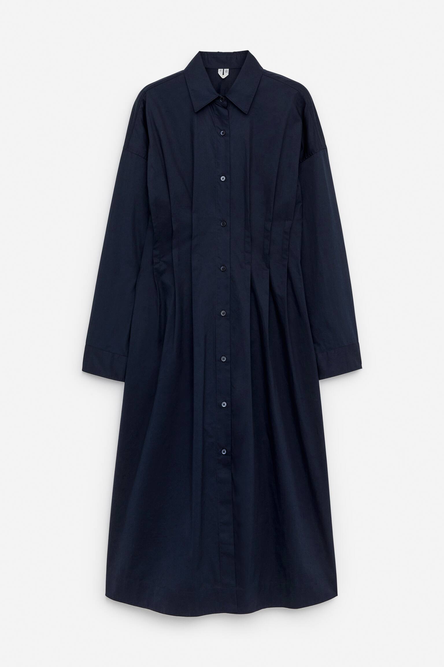 Hemdkleid mit Falten - Dunkelblau - 2