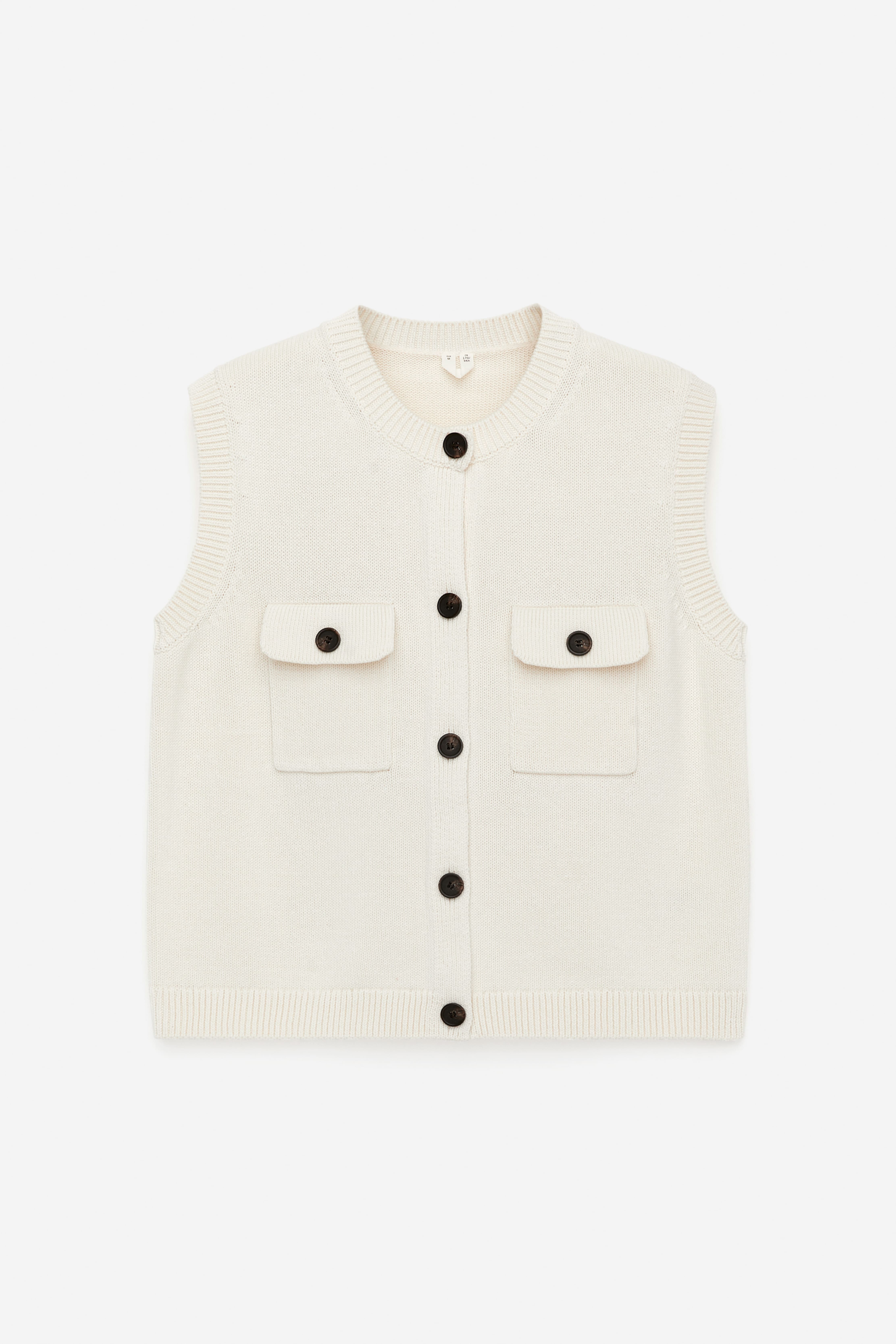 Gebreid katoenen vestje - Wit/Roodbruin