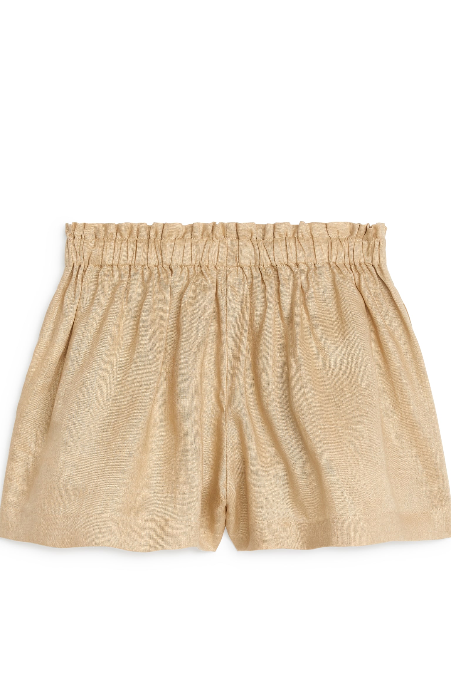 Wide Linen Shorts - Beige - 3