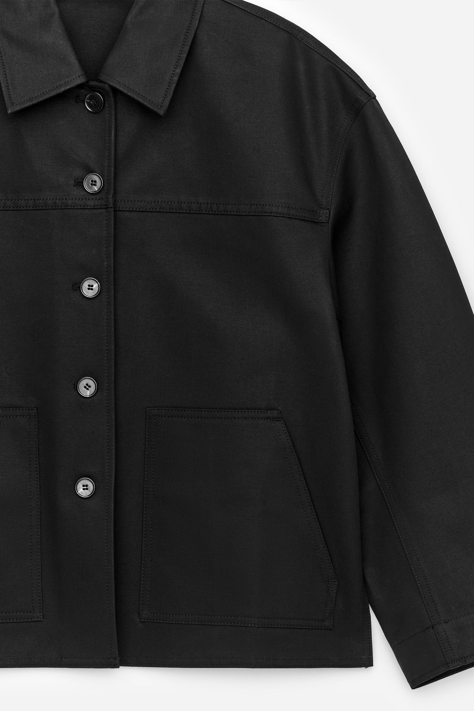 Strukturiertes Overshirt - Schwarz - 5