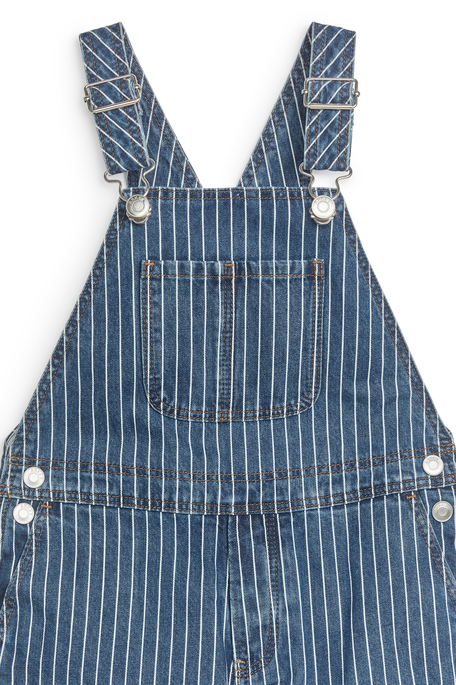 Relaxed Denim Dungarees - Mid Blue/Hickory - 2