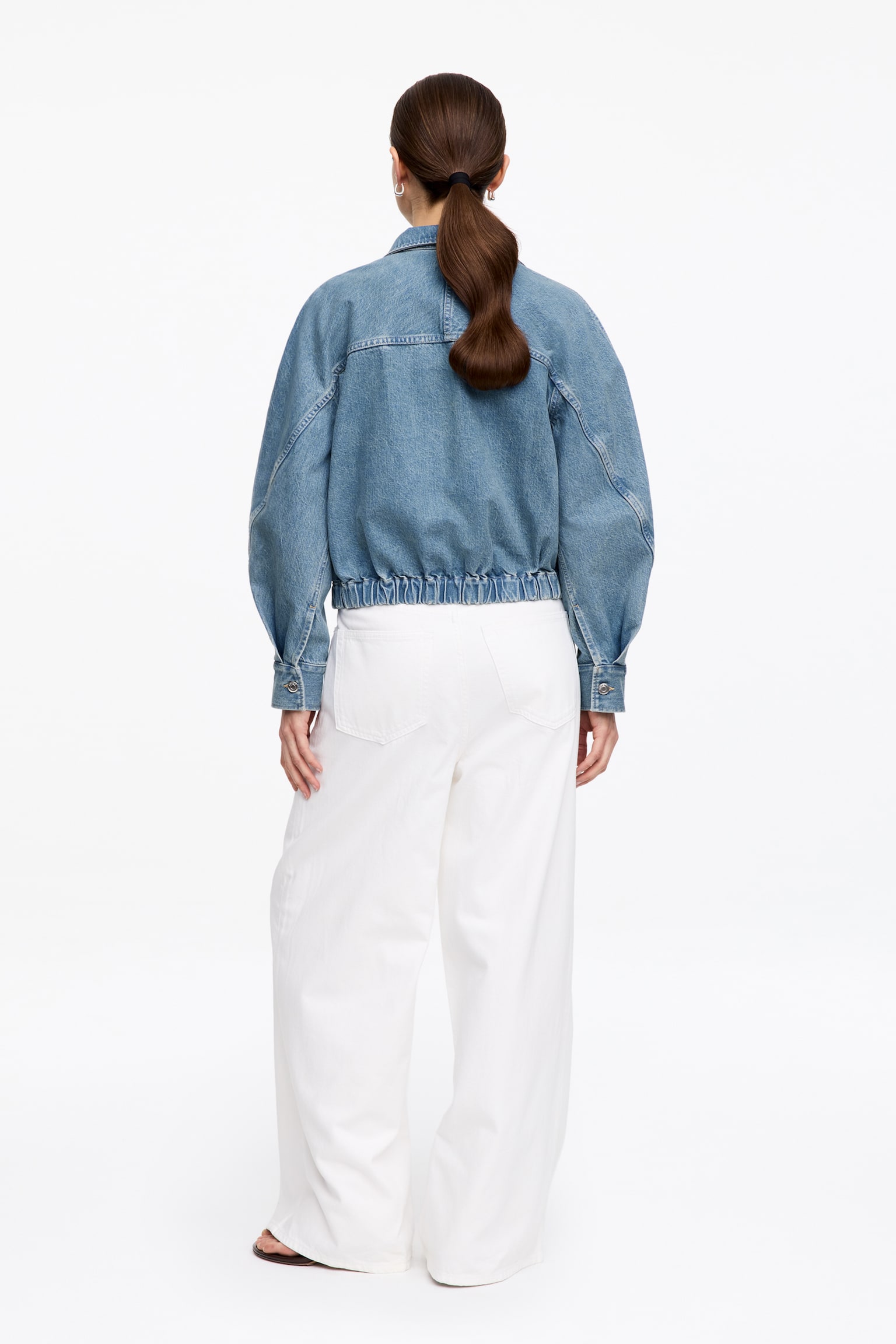 Veste courte en denim - Bleu - 5