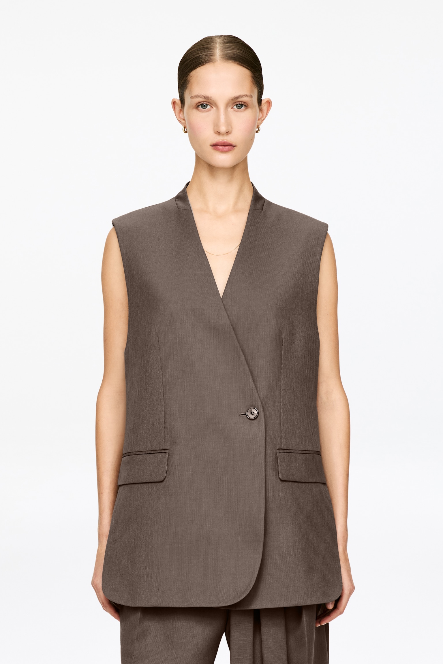 Dopasowana kamizelka z domieszką wełny - Ciemnoszary - 2