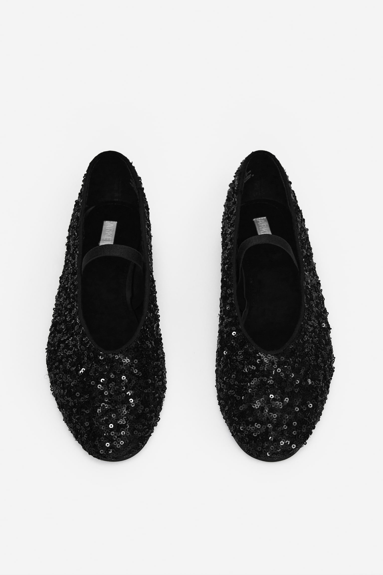 Sequin Mary Jane Flats - Black - 2