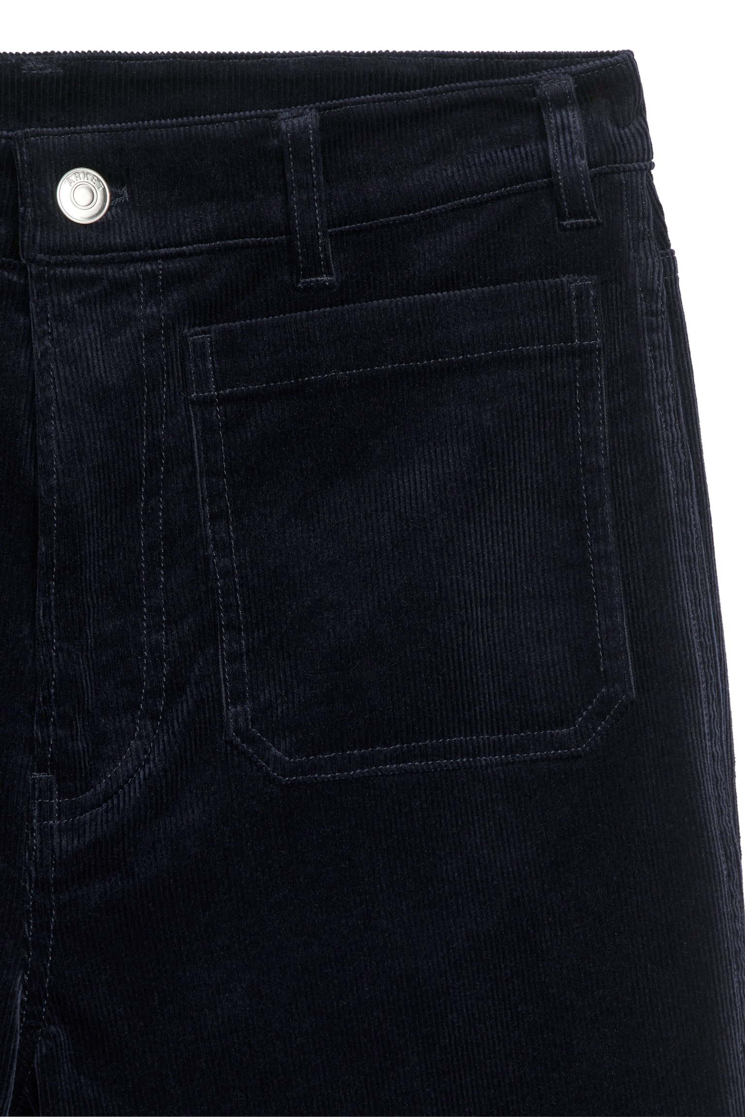 Flared Corduroy Trousers - Dark Blue - 2