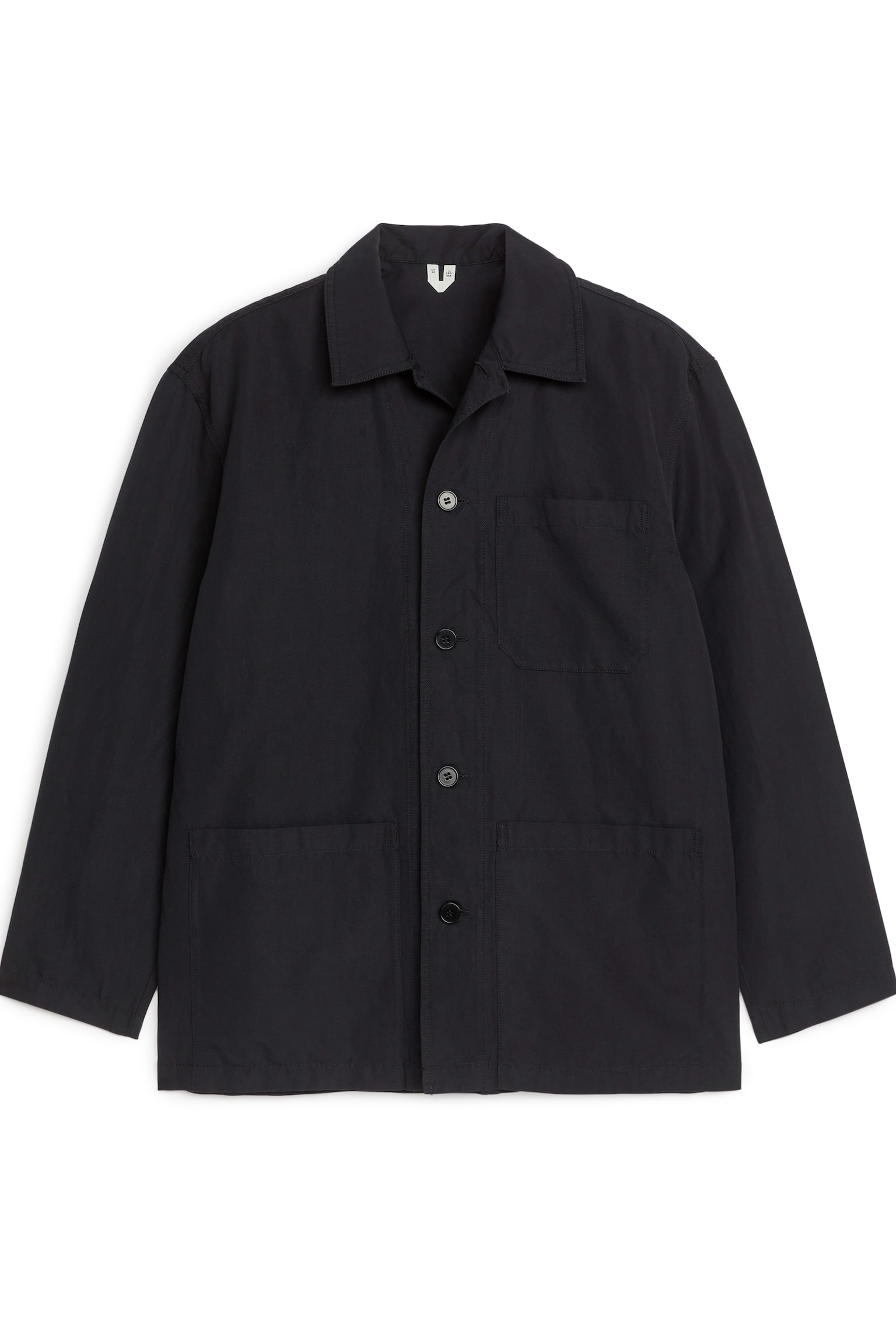 Cotton Linen Overshirt - Black - 1